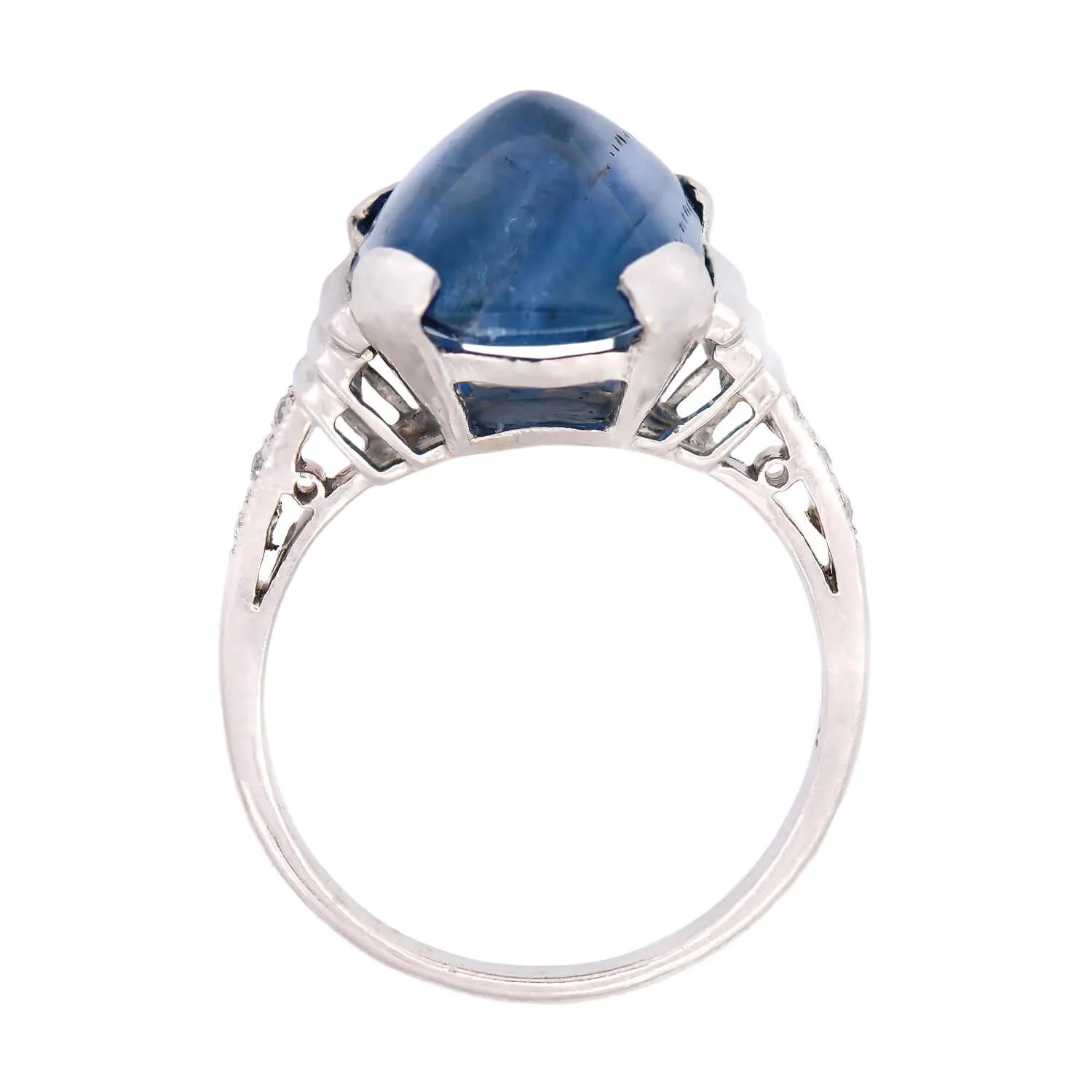 Art Deco Platinum Sapphire Sugarloaf Engagement Ring 9.25ctw - Image 4