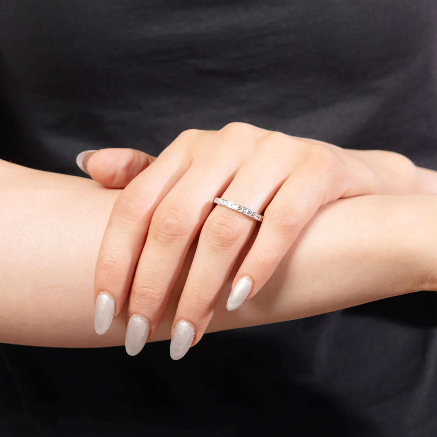 Art Deco Platinum Square Cut Diamond Eternity Band - Image 4