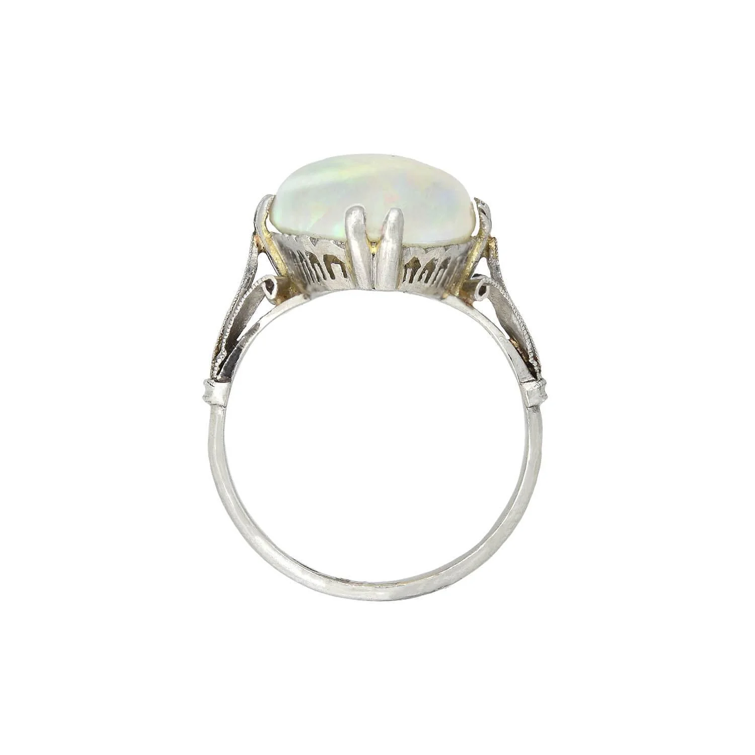 Art Deco Platinum Welo Opal Ring 7.25ctw - Image 3