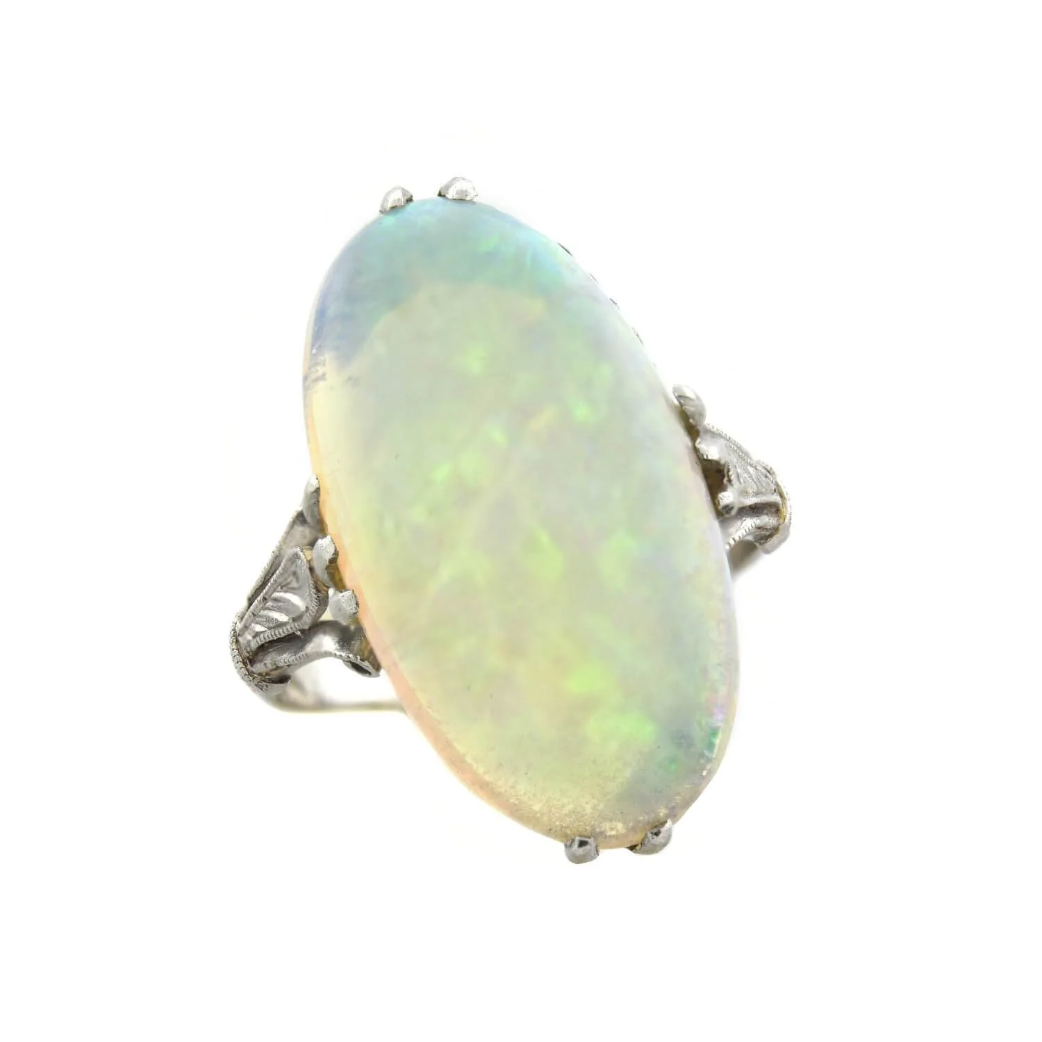 Art Deco Platinum Welo Opal Ring 7.25ctw - Image 4