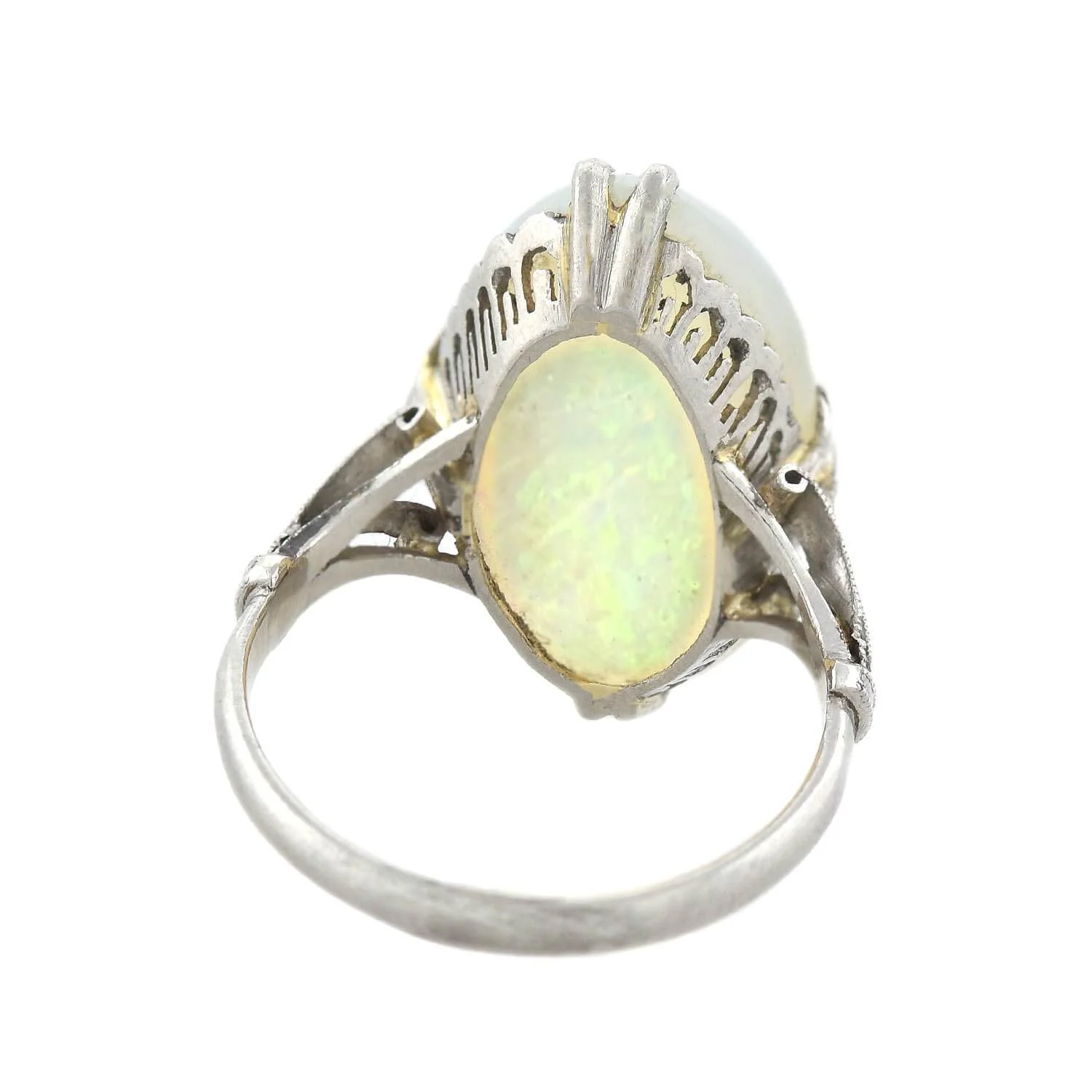 Art Deco Platinum Welo Opal Ring 7.25ctw - Image 5