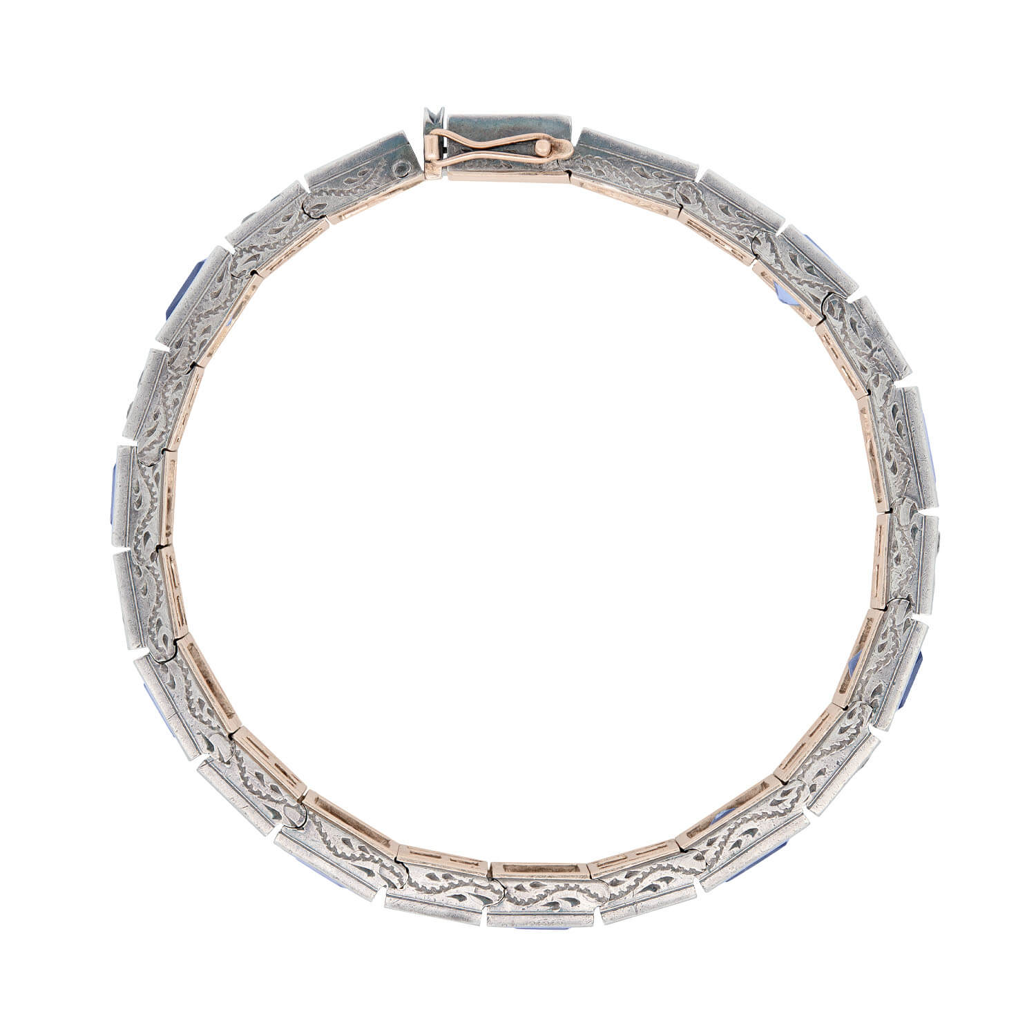 Art Deco Sterling GIA No Heat Ceylon Sapphire Line Bracelet 14CTW - Image 3