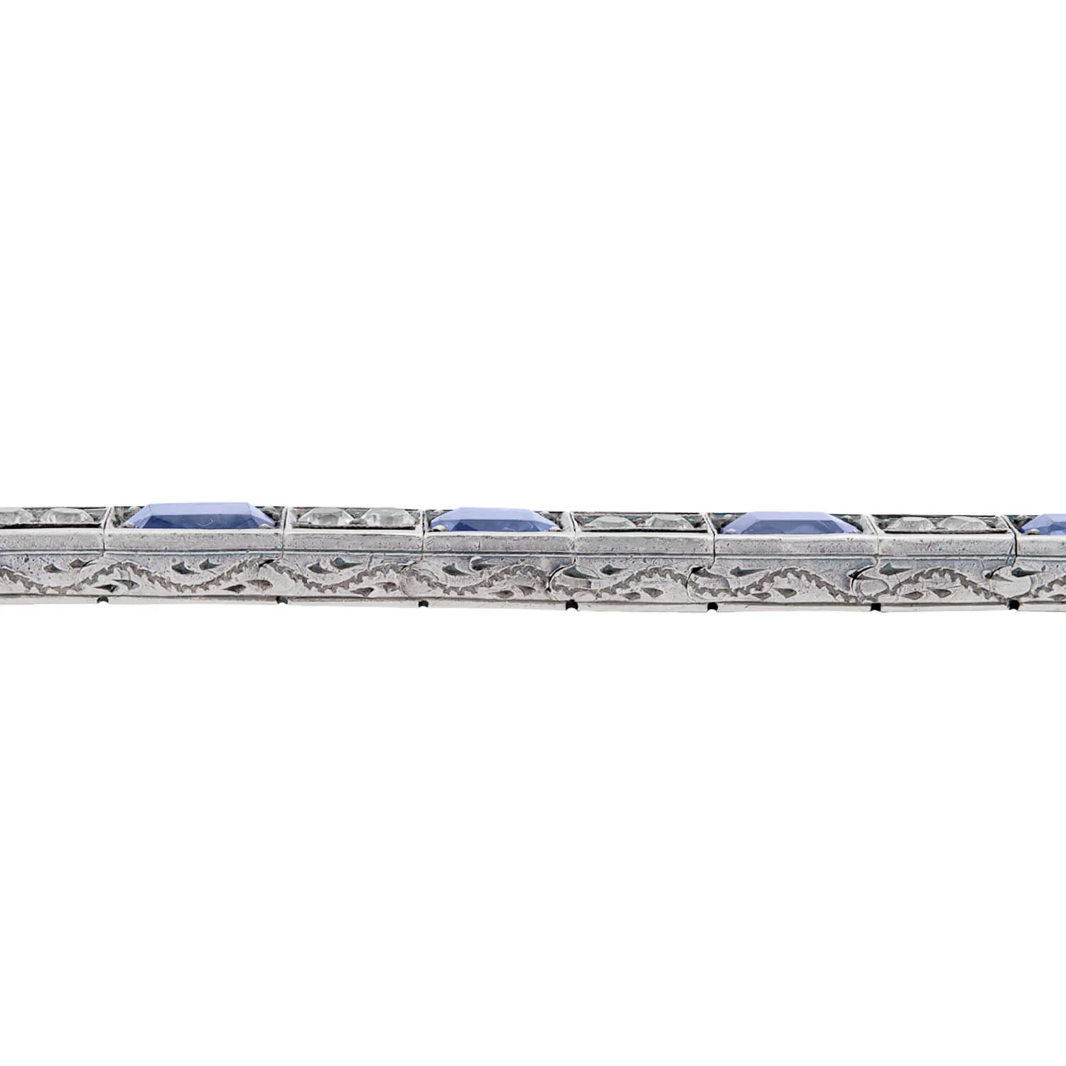 Art Deco Sterling GIA No Heat Ceylon Sapphire Line Bracelet 14CTW - Image 4