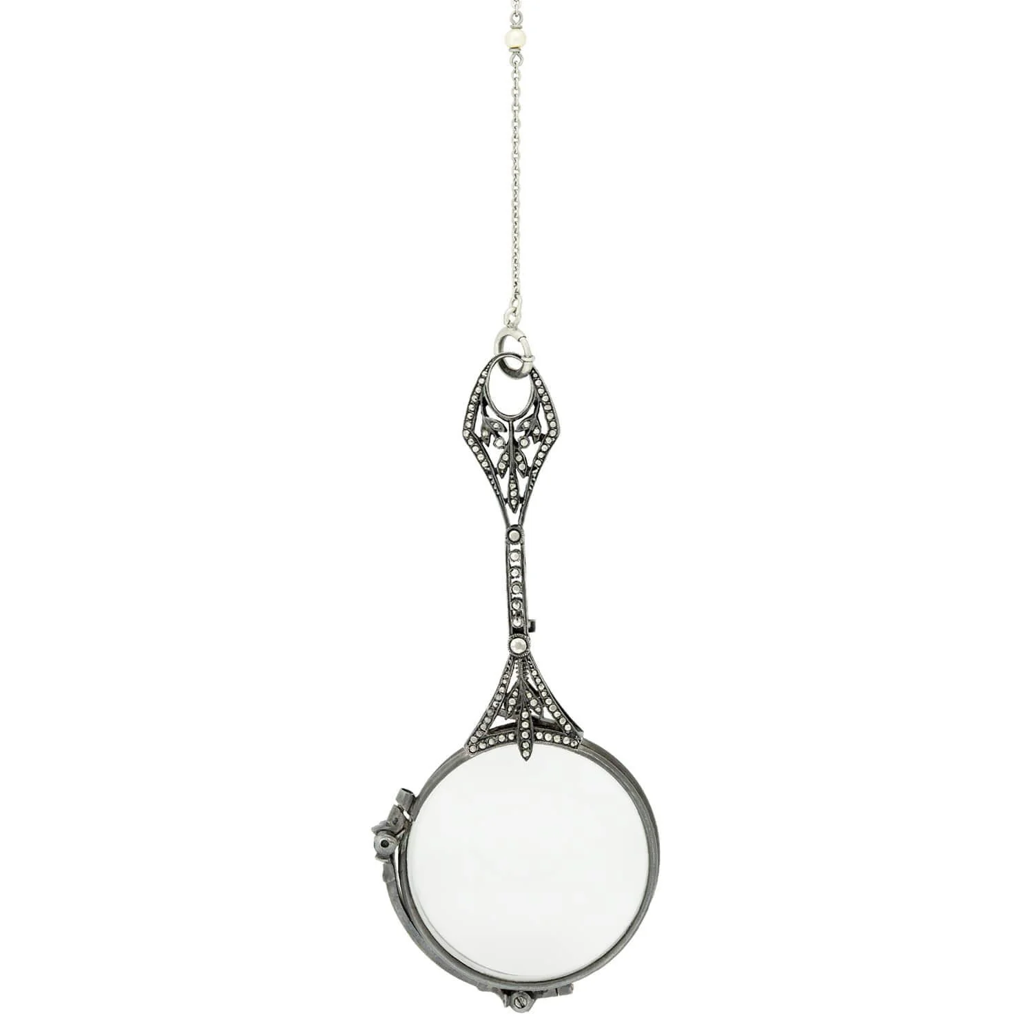 Art Deco Sterling Silver and Marcasite Lorgnette Folding Glasses - Image 7
