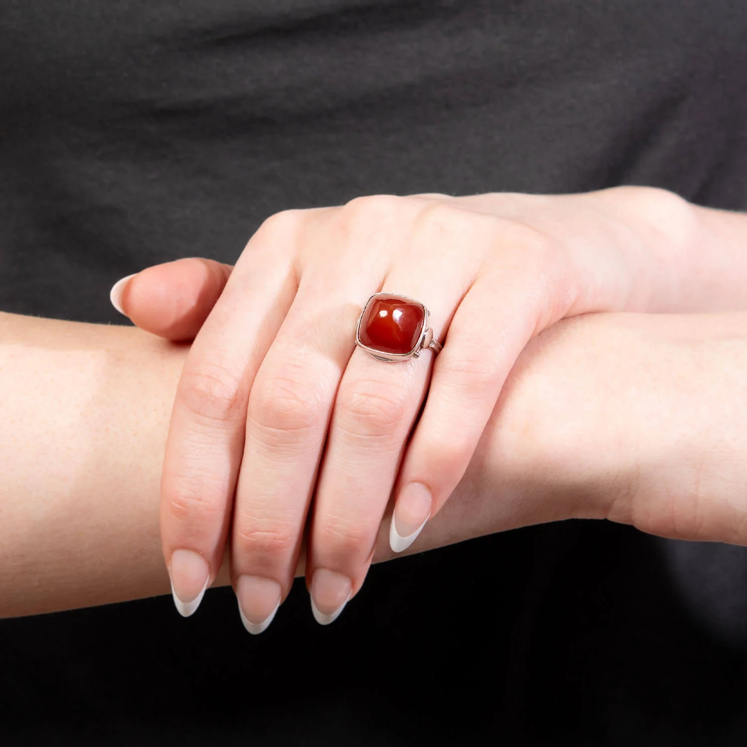 Art Deco Sterling Silver Carnelian Ring - Image 6