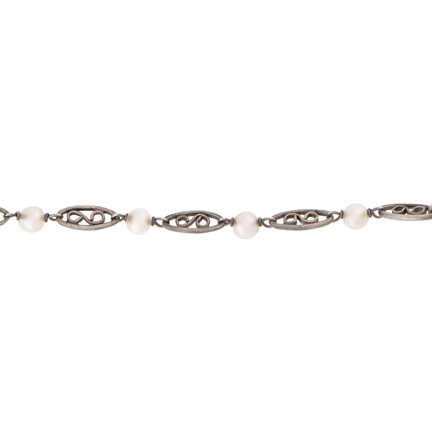 Art Deco Sterling Silver Onyx Pools Of Light Chain Necklace 31" - Image 3