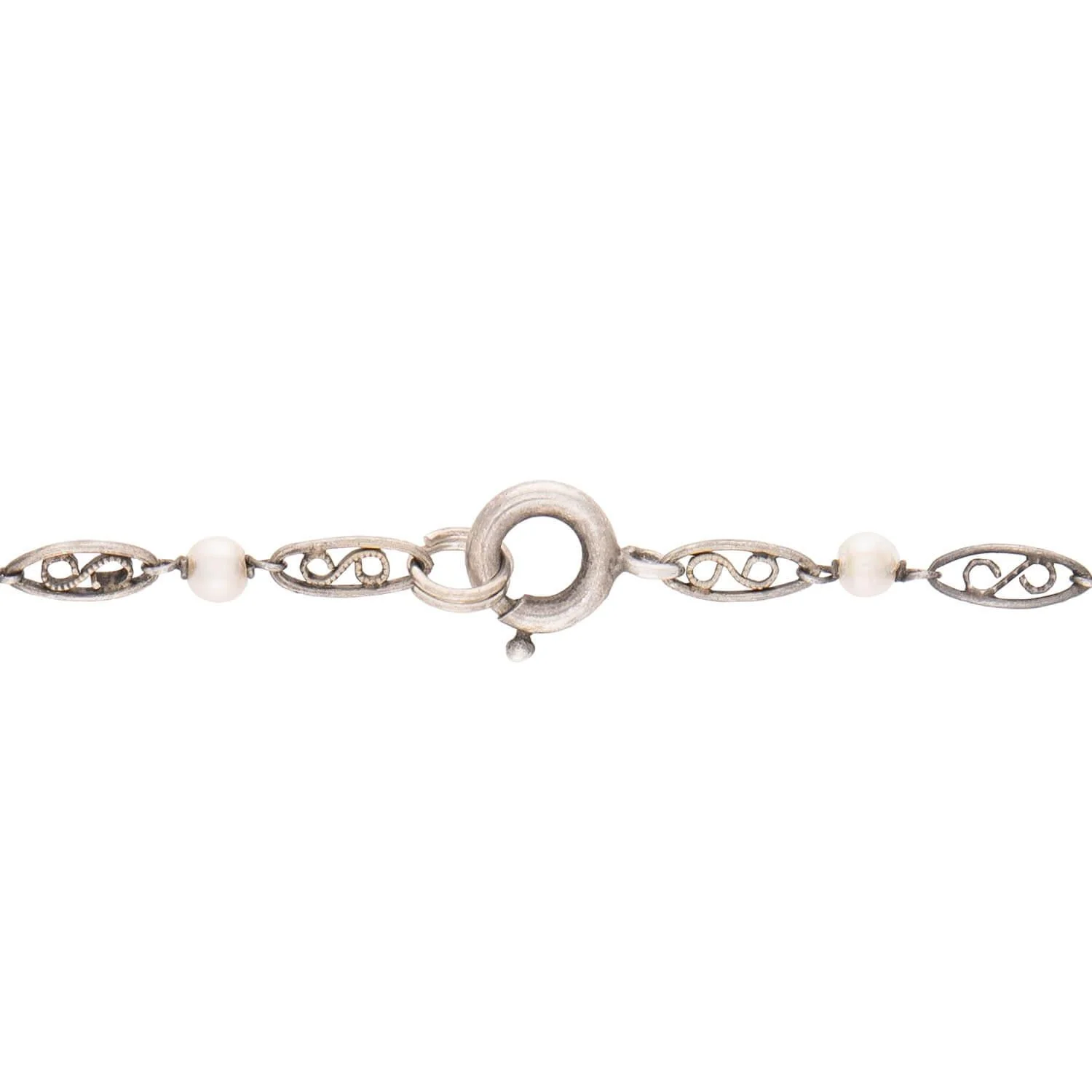 Art Deco Sterling Silver Onyx Pools Of Light Chain Necklace 31" - Image 5