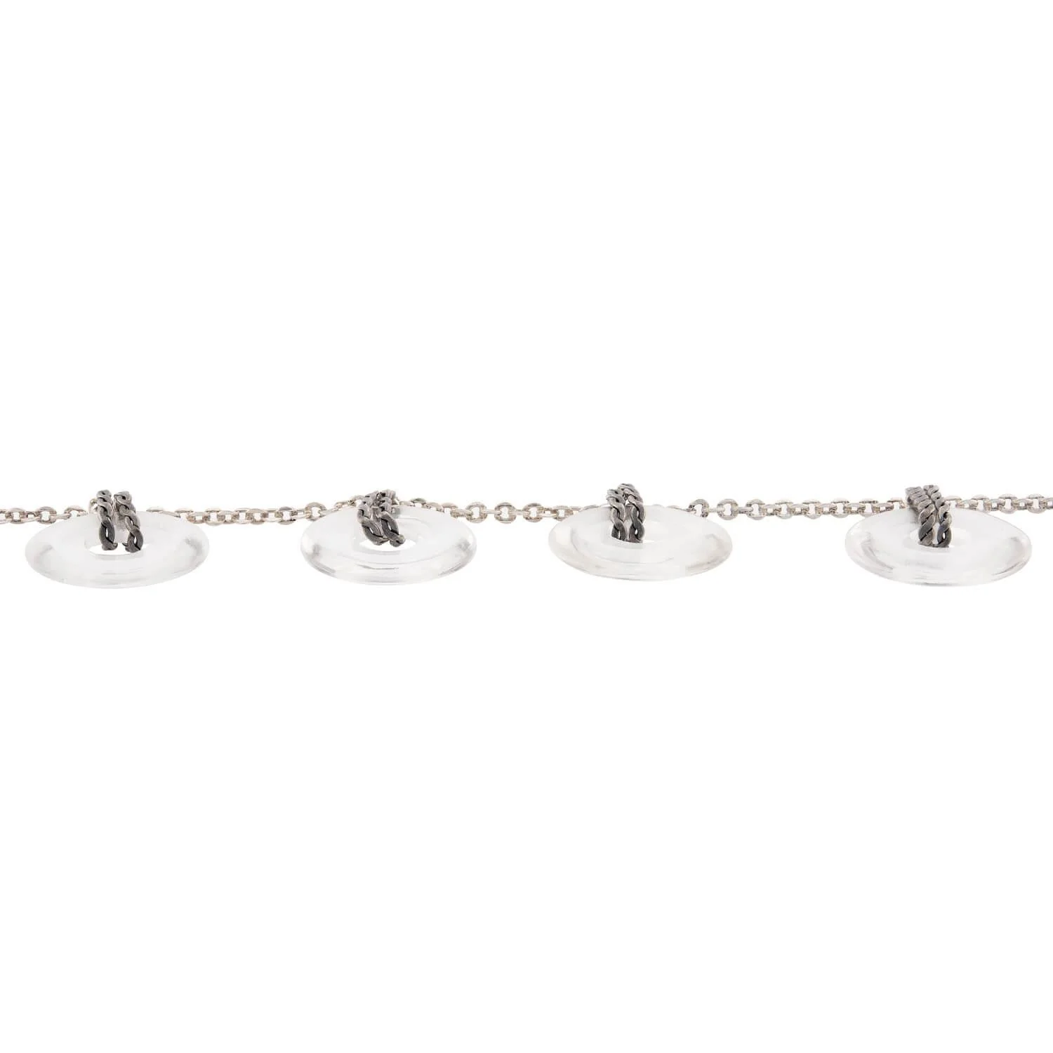 Art Deco Sterling Silver Rock Quartz Crystal Disc Festoon Necklace - Image 3