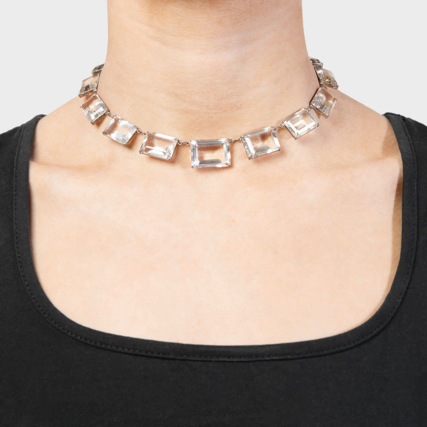 Art Deco Sterling Silver Rock Quartz Crystal Necklace - Image 7
