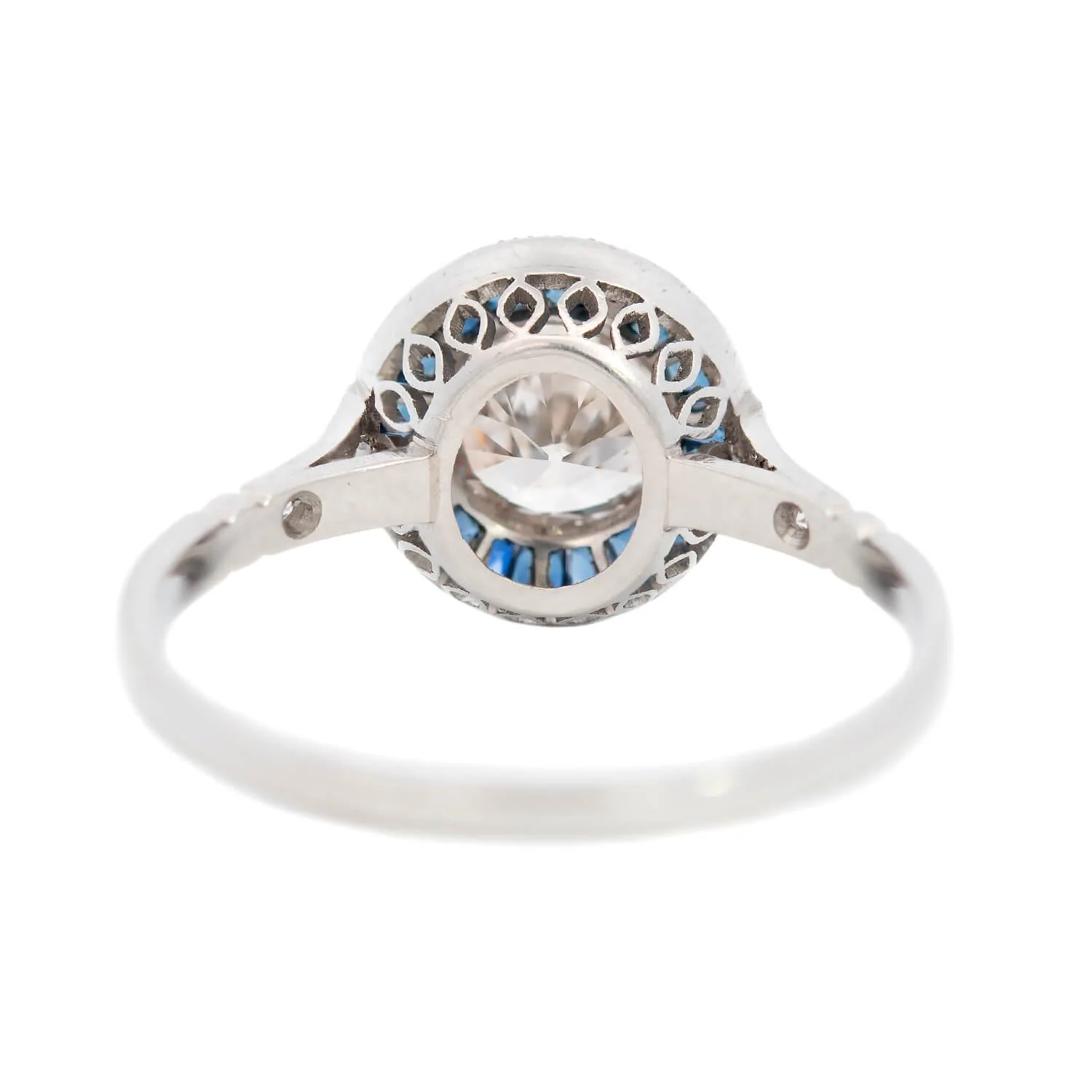 Art Deco Style Platinum Diamond and Sapphire Engagement Ring .80ct - Image 5