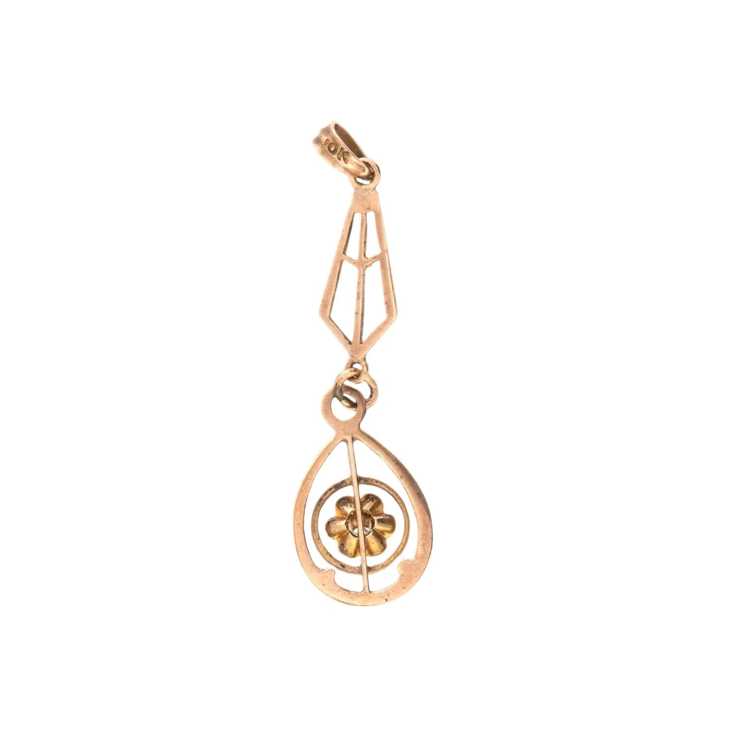 Art Nouveau 10k Diamond Lavalier Pendant/Charm - Image 3