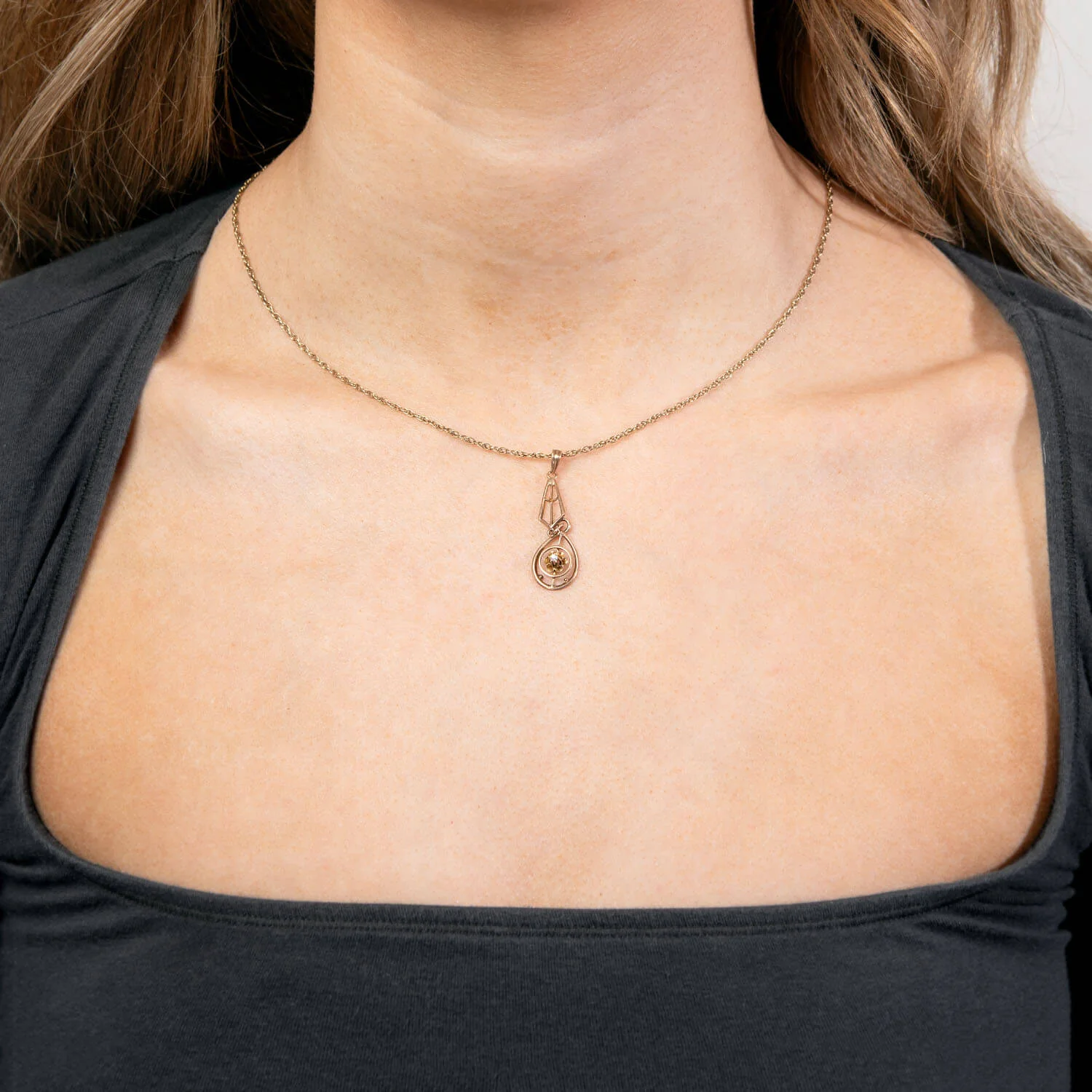 Art Nouveau 10k Diamond Lavalier Pendant/Charm - Image 4