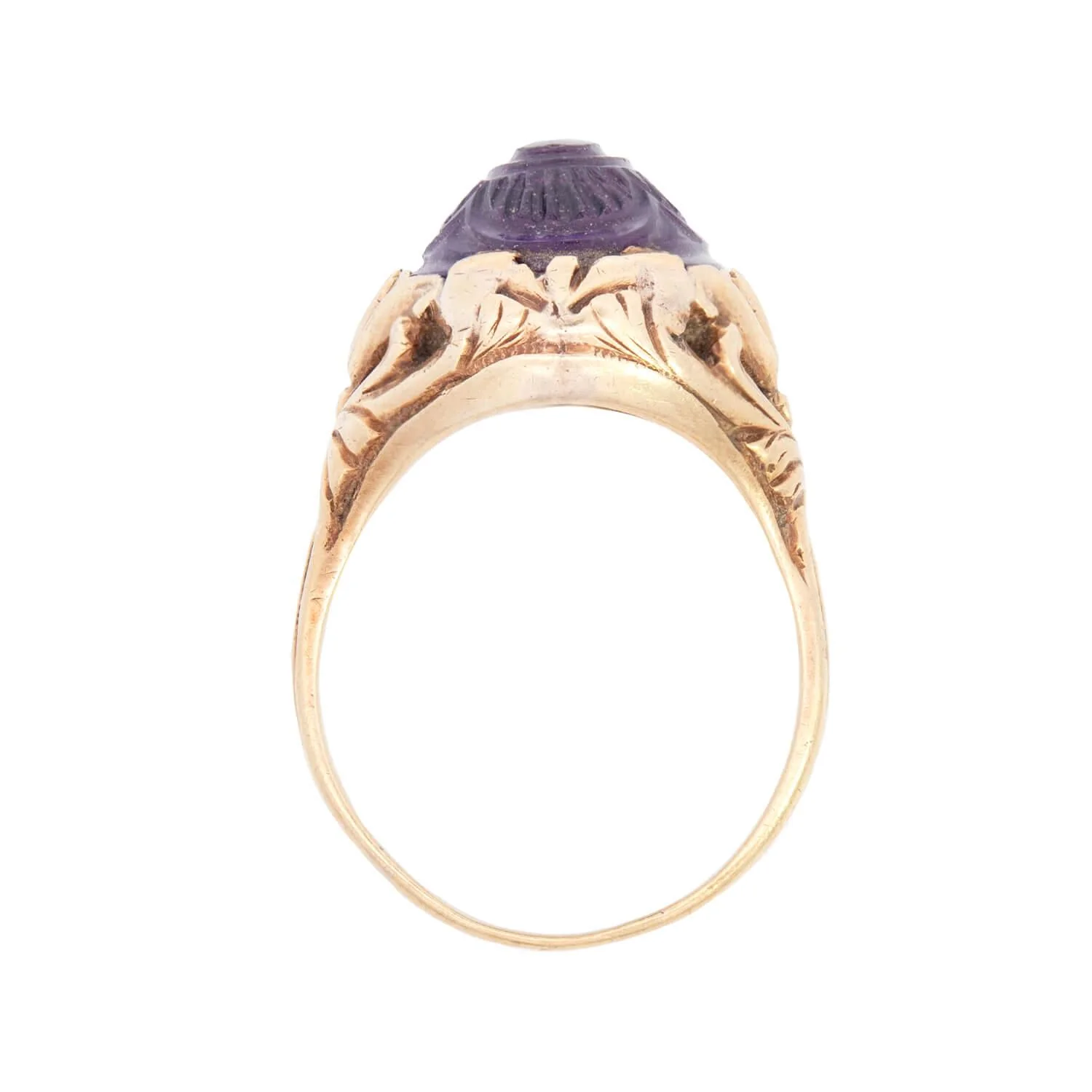 Art Nouveau 14k Amethyst Repousse Ring - Image 4