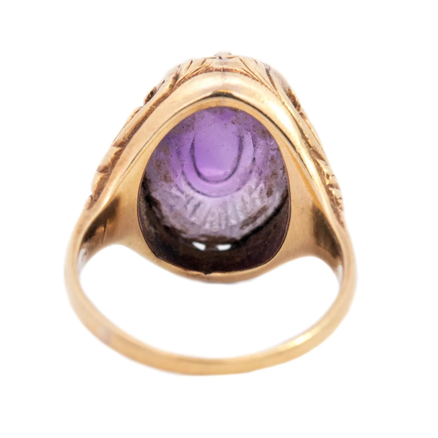 Art Nouveau 14k Amethyst Repousse Ring - Image 5