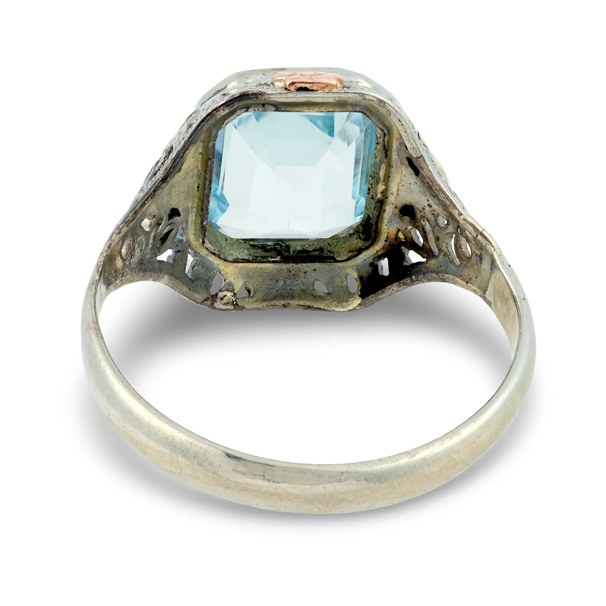 Art Nouveau 14k Aqua Ring - Image 5