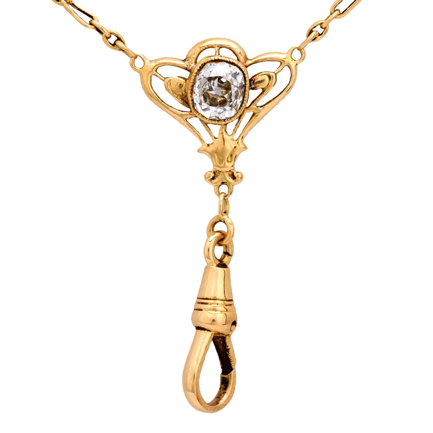 Art Nouveau 14k Diamond Lorgnette Chain