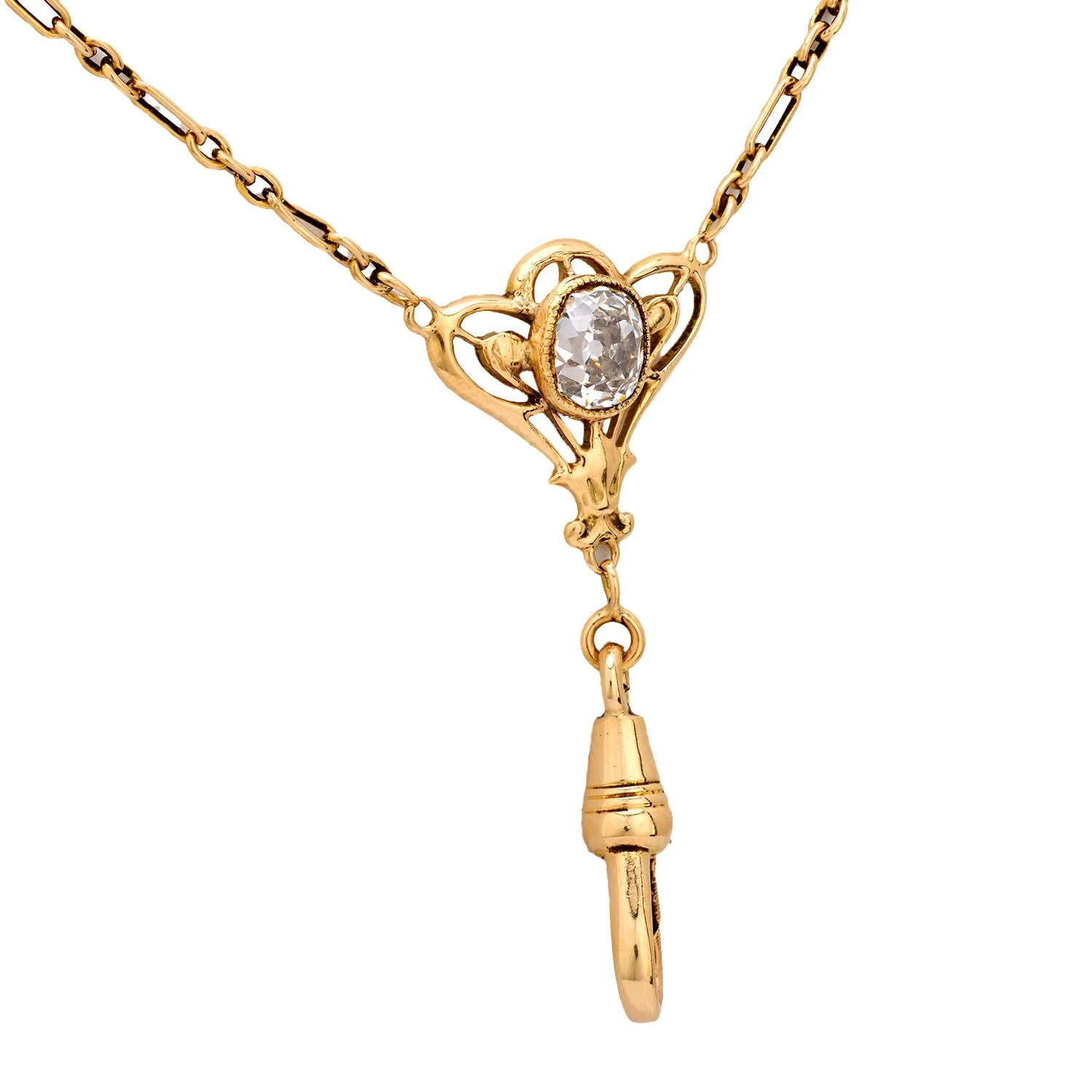 Art Nouveau 14k Diamond Lorgnette Chain - Image 4