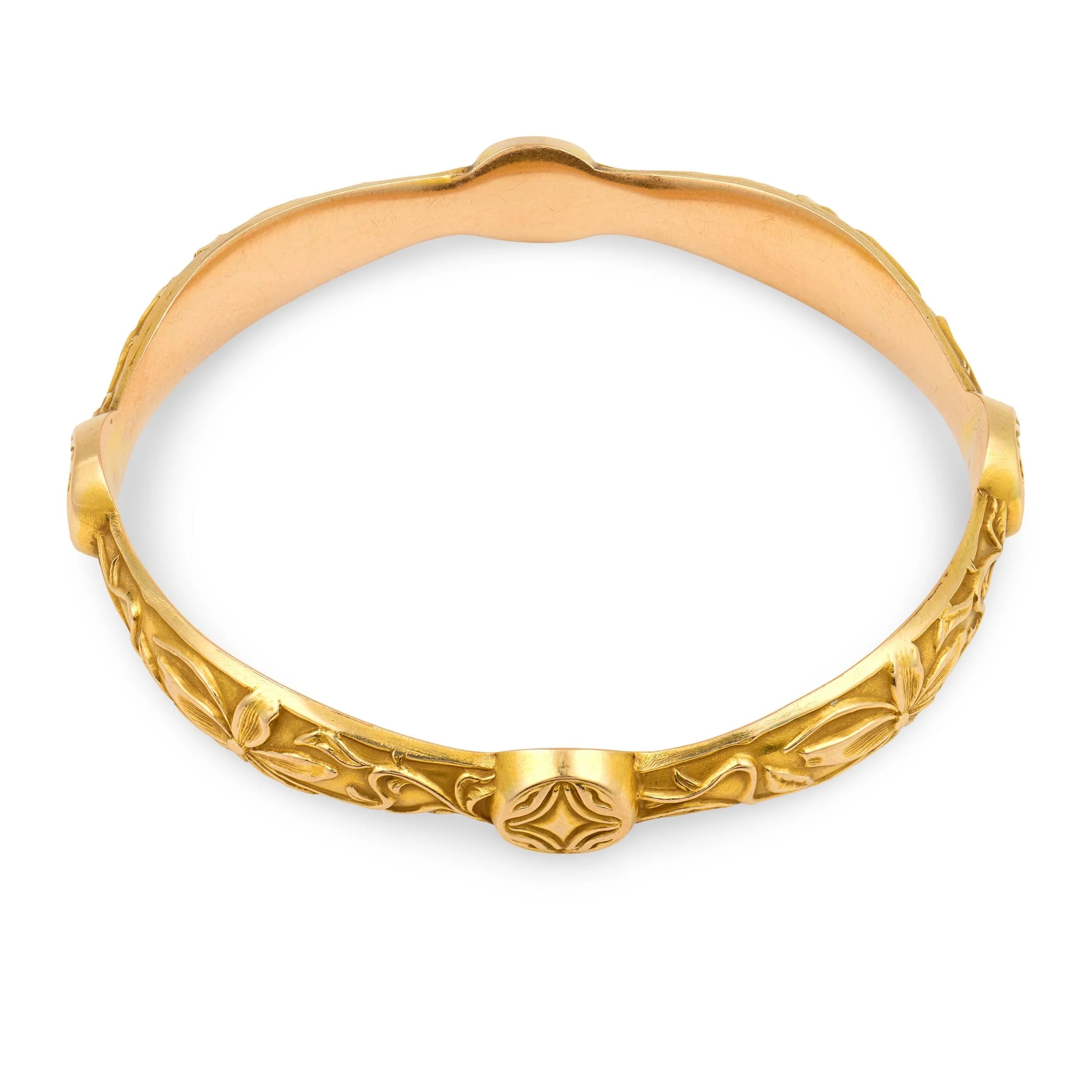 Art Nouveau 14k Repoussé Bangle - Image 2