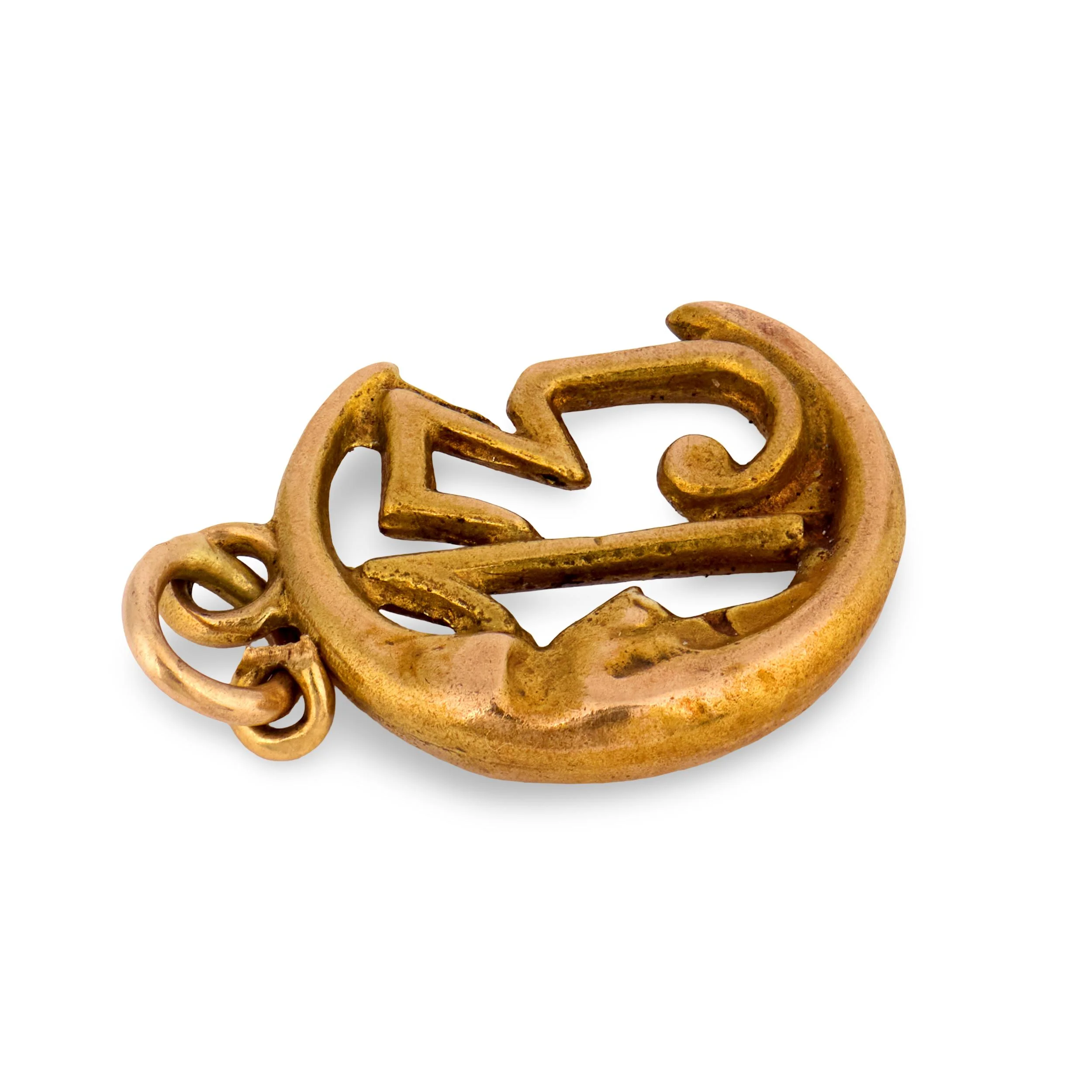 Art Nouveau 18k "13" Crescent-Motif Pendant/Charm - Image 4