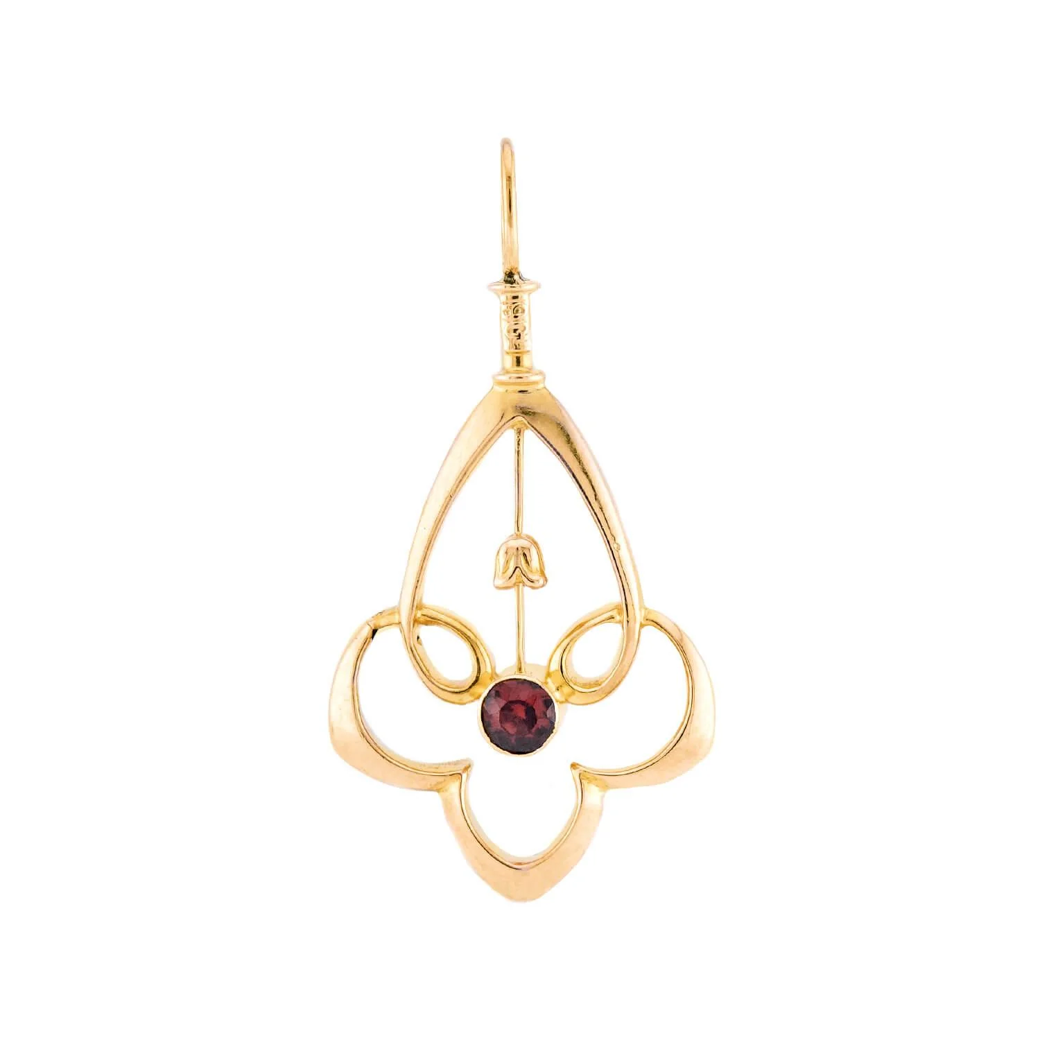Art Nouveau 18k Garnet Lavalier Pendant - Image 3