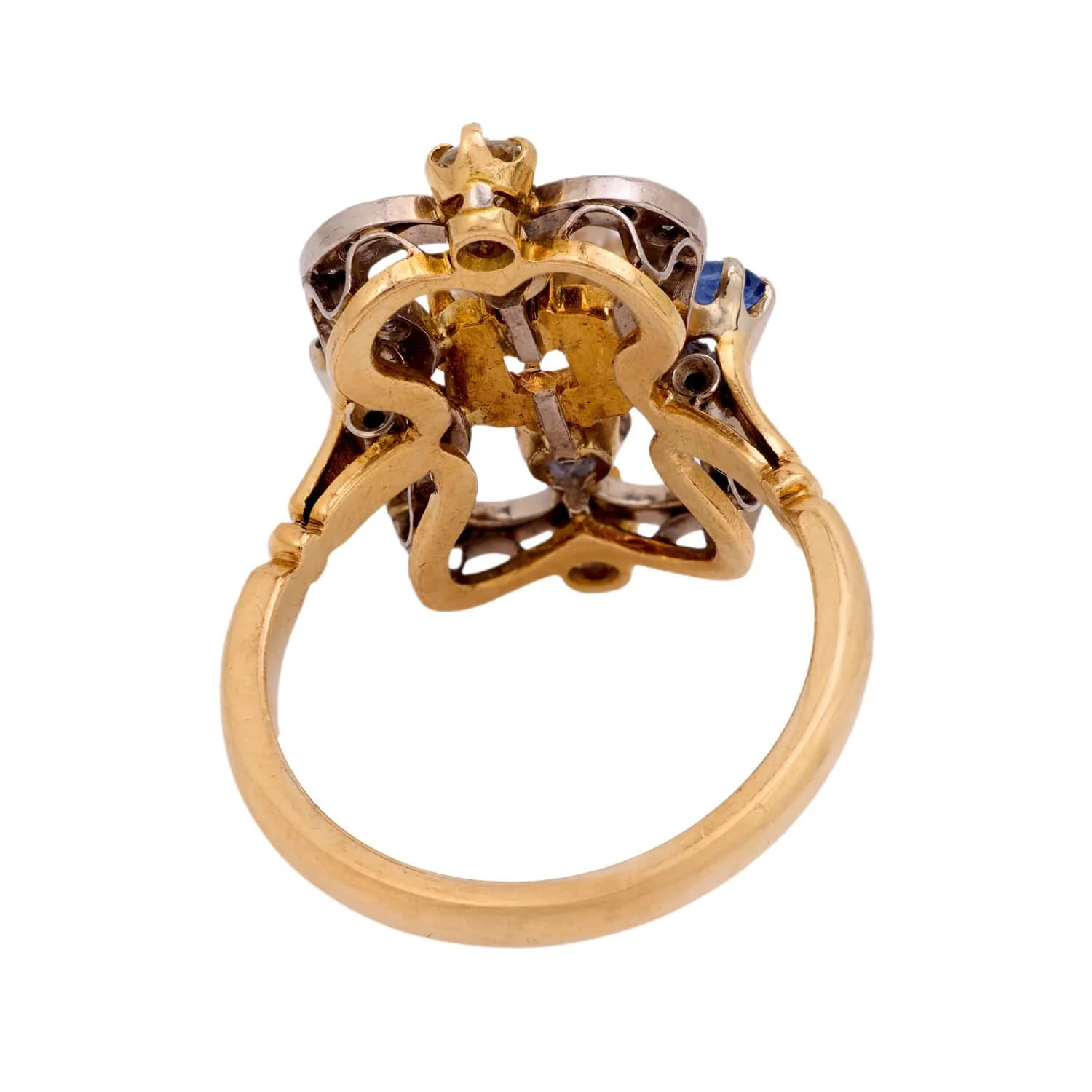 Art Nouveau 18k/Platinum Diamond and Sapphire Ring - Image 5