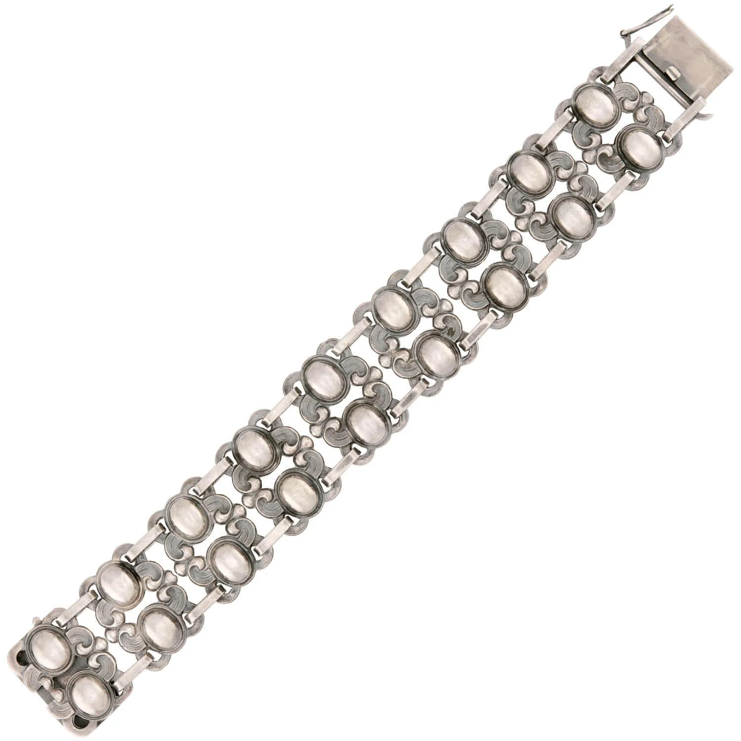 Art Nouveau Danish Sterling Silver Scrolling Motif Link Bracelet - Image 2