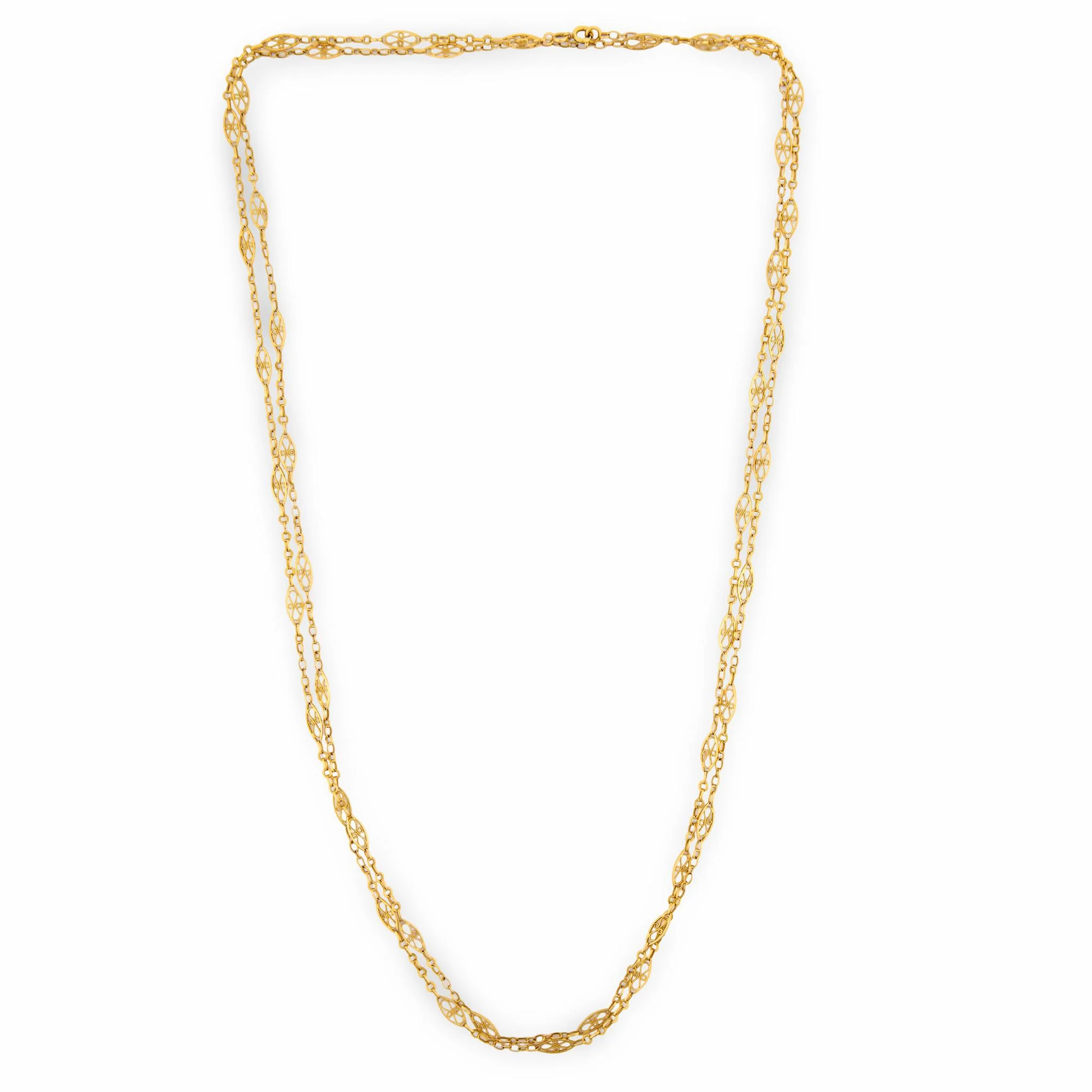 Art Nouveau French 18k Chain Necklace 61.5"
