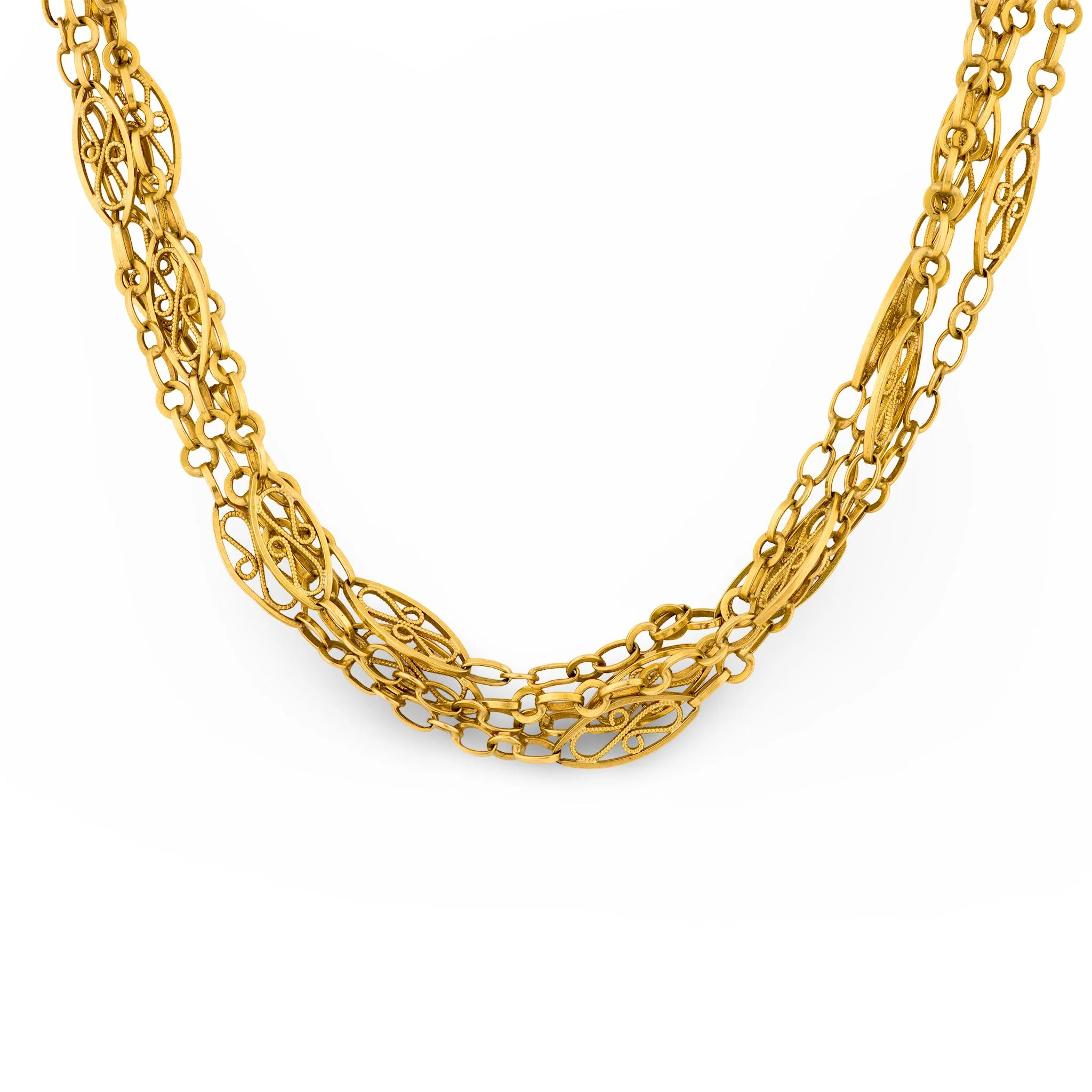 Art Nouveau French 18k Chain Necklace 61.5" - Image 2