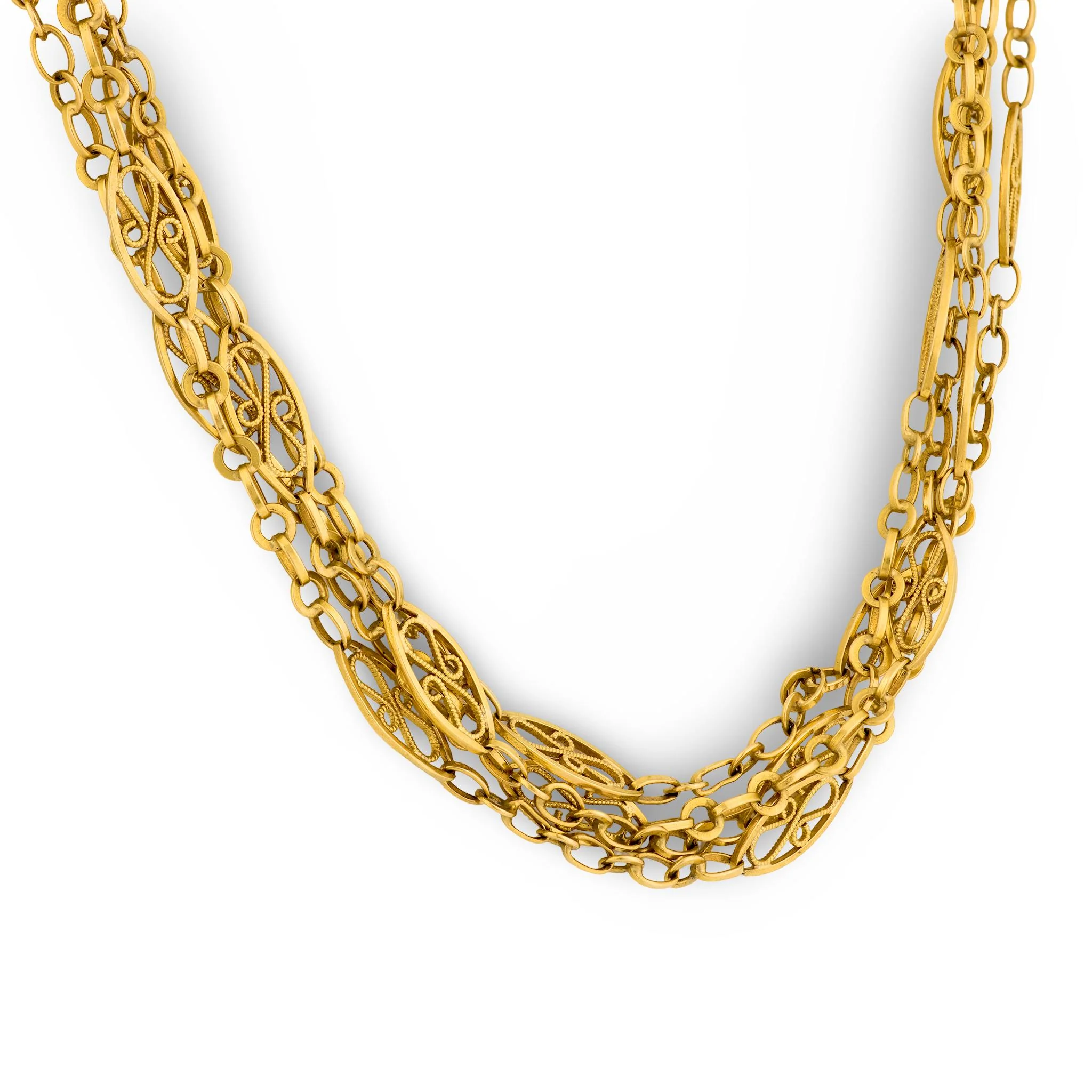 Art Nouveau French 18k Chain Necklace 61.5" - Image 3