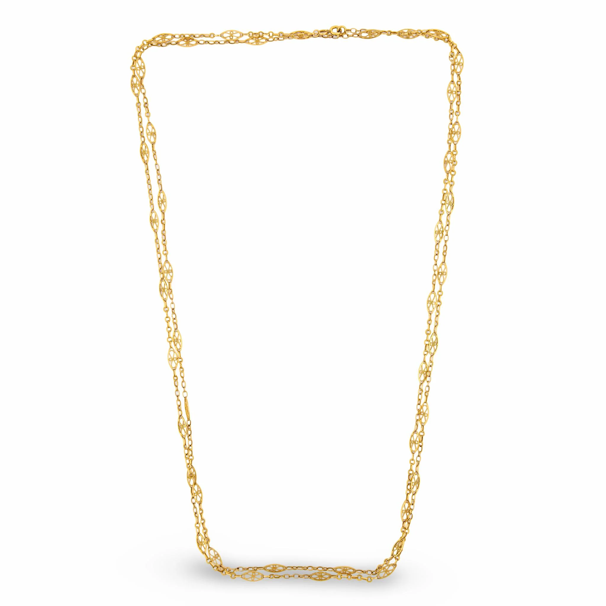 Art Nouveau French 18k Chain Necklace 61.5" - Image 5