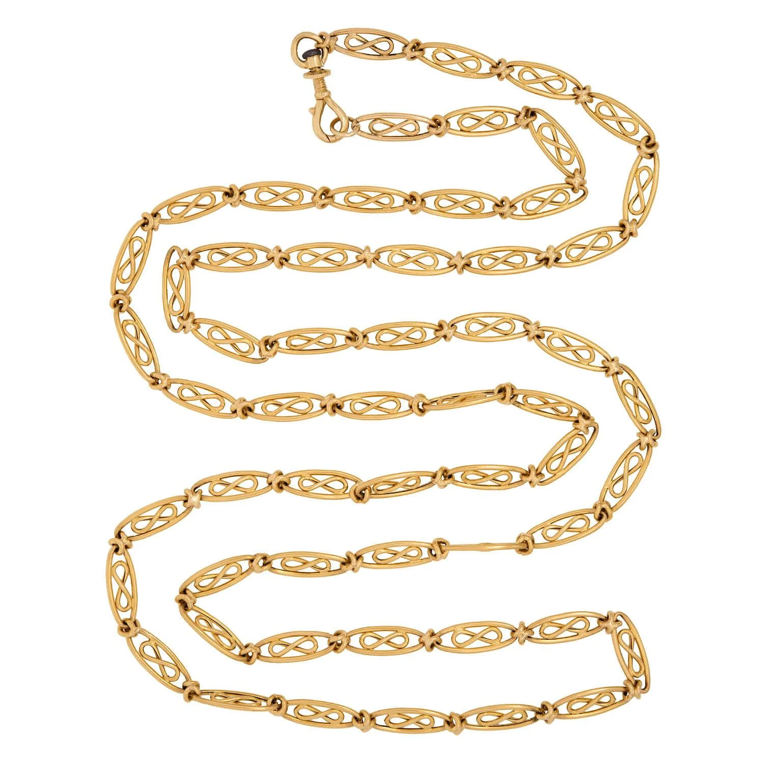 Art Nouveau French 18k Eternity Link Necklace - Image 2