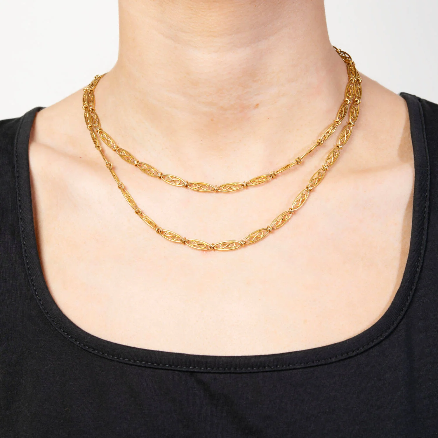 Art Nouveau French 18k Eternity Link Necklace - Image 6