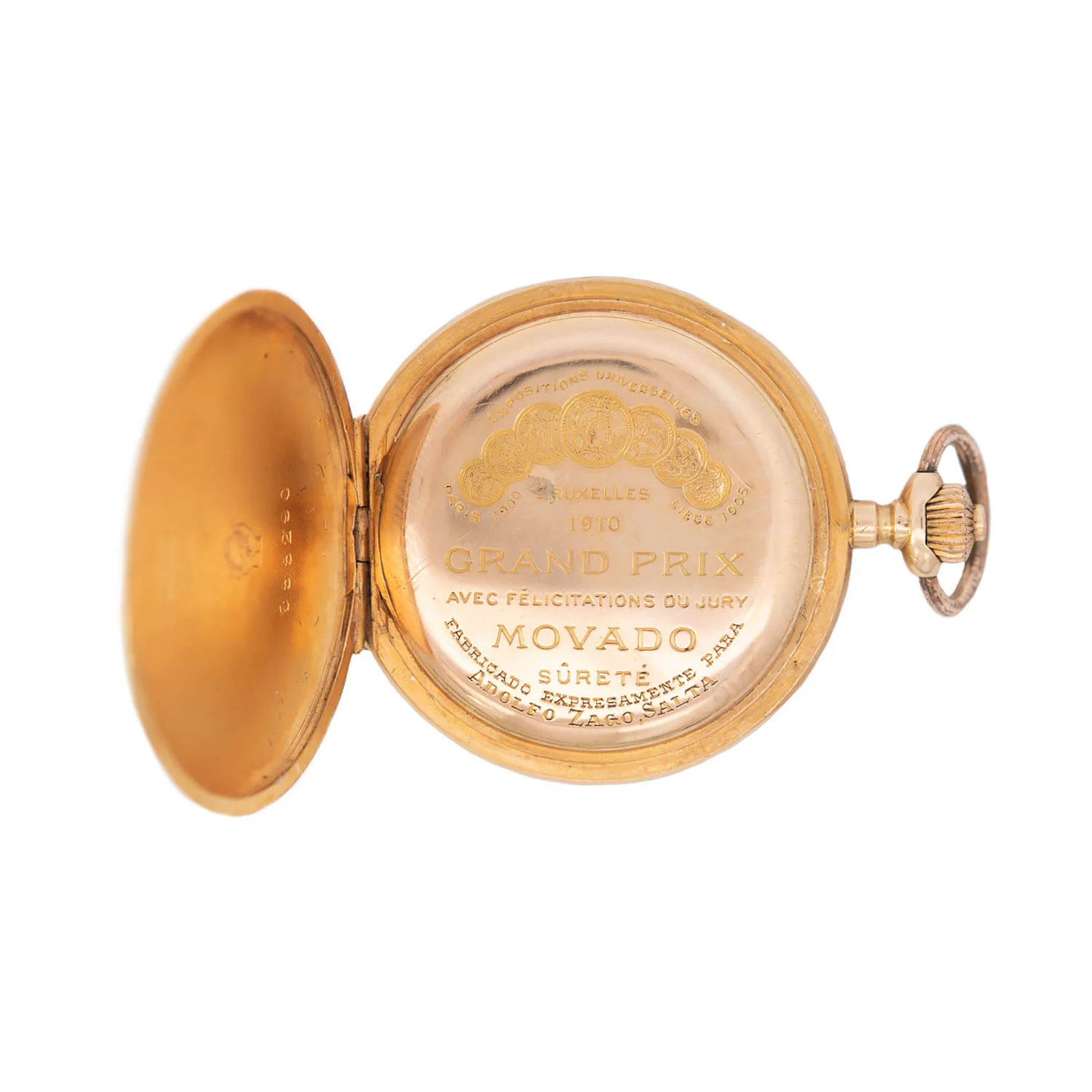 Movado Art Nouveau 1910 International Expo 18k Rose Cut Diamond Pocket Watch 1ctw - Image 5