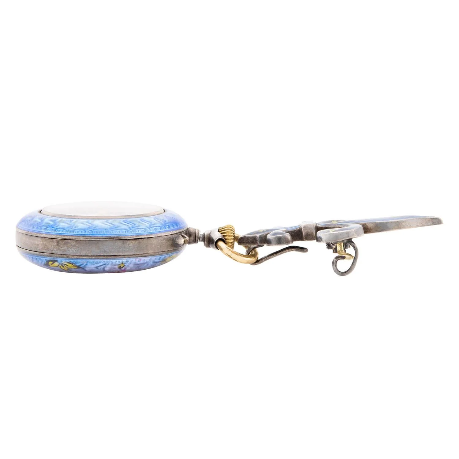 Art Nouveau Sterling Silver/Gold Guilloche Watch Pin/Pendant - Image 2