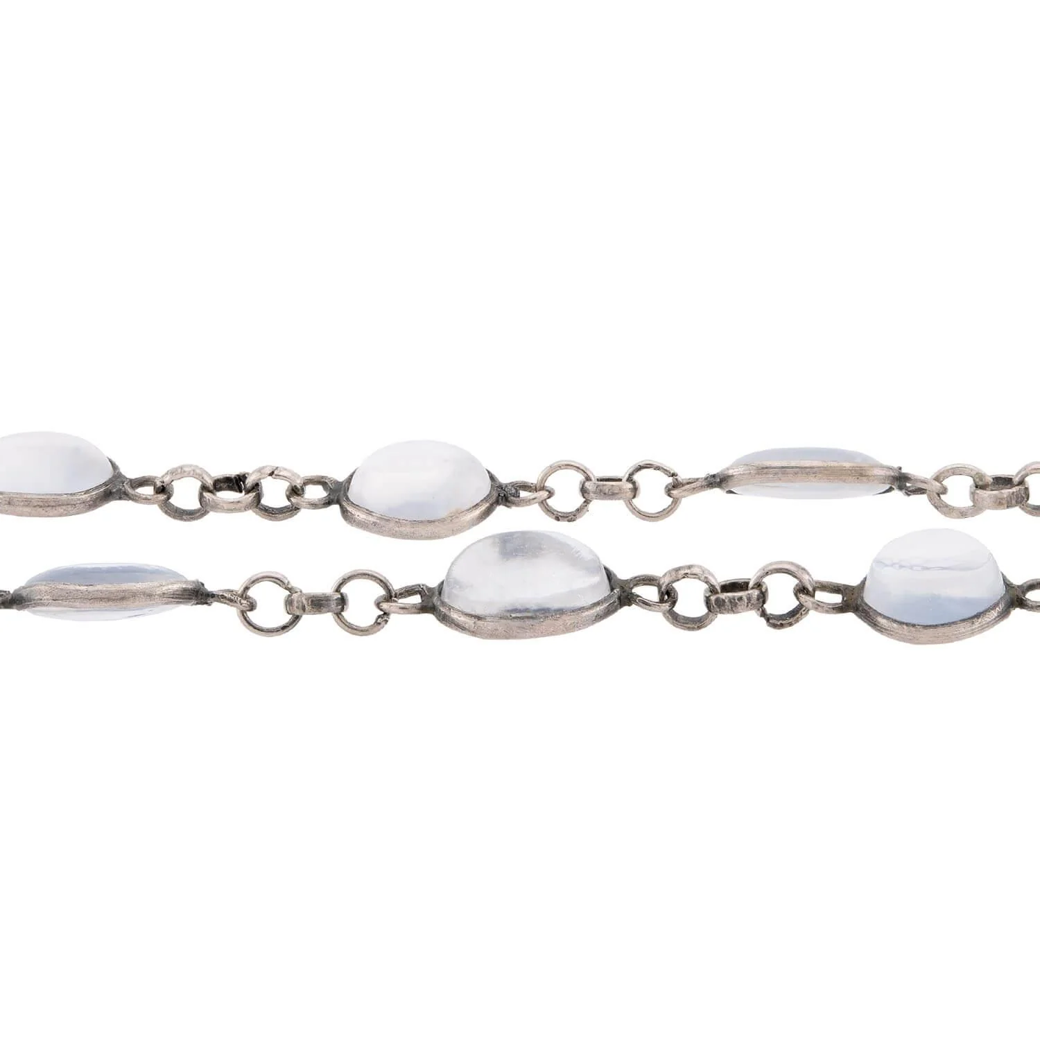 Art Nouveau Sterling Silver Moonstone Link Necklace 36" - Image 2