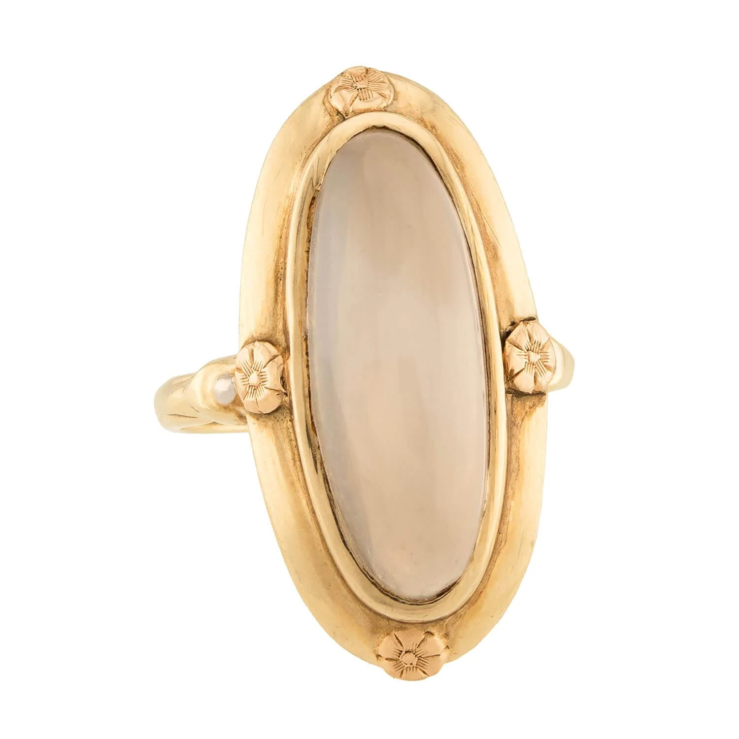 Arts & Crafts 14k Chalcedony Navette Ring - Image 2