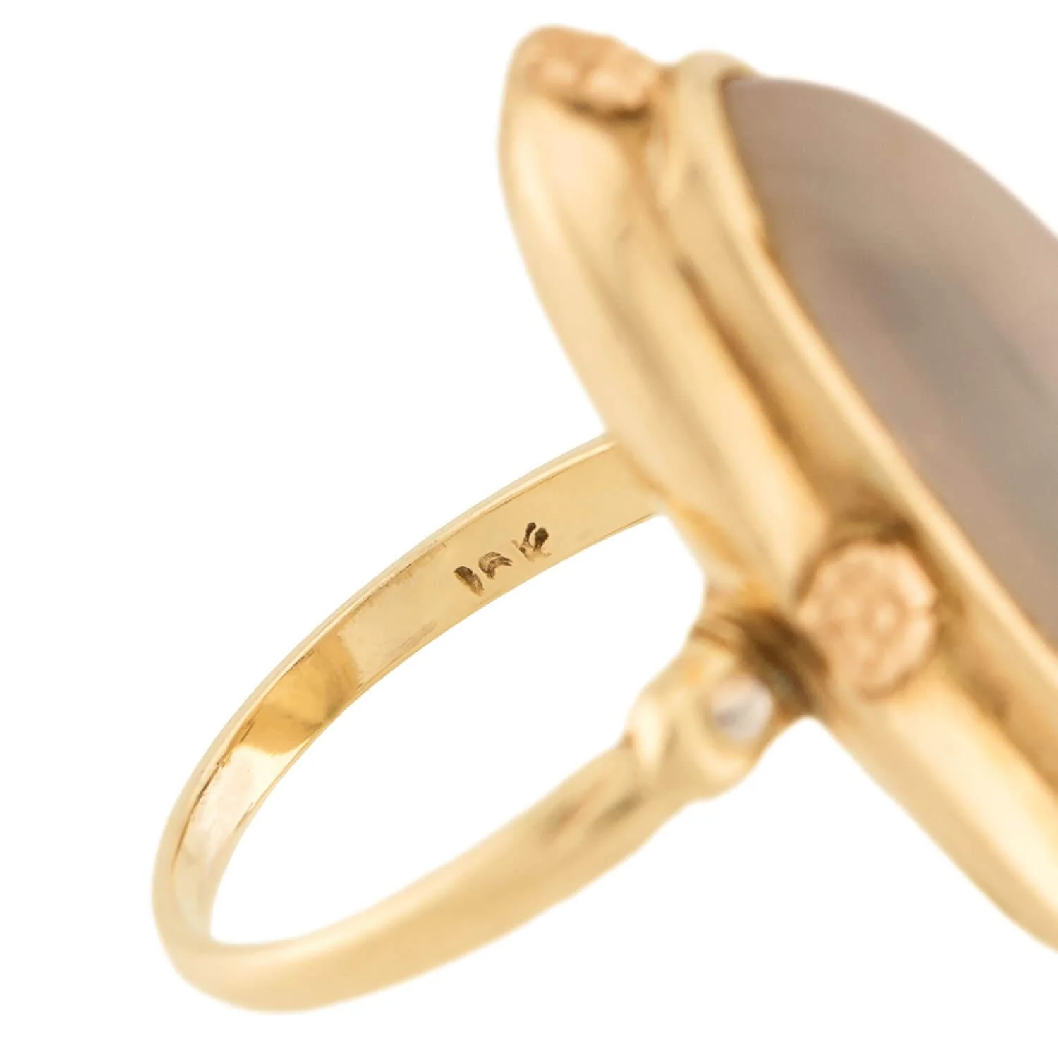 Arts & Crafts 14k Chalcedony Navette Ring - Image 6