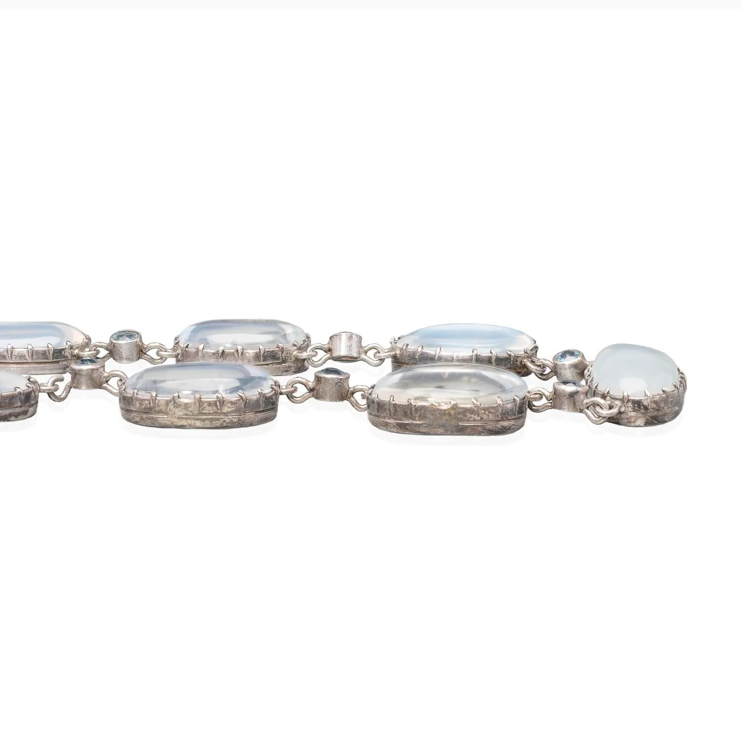 Arts & Crafts Sterling Moonstone Zircon Festoon Necklace - Image 3