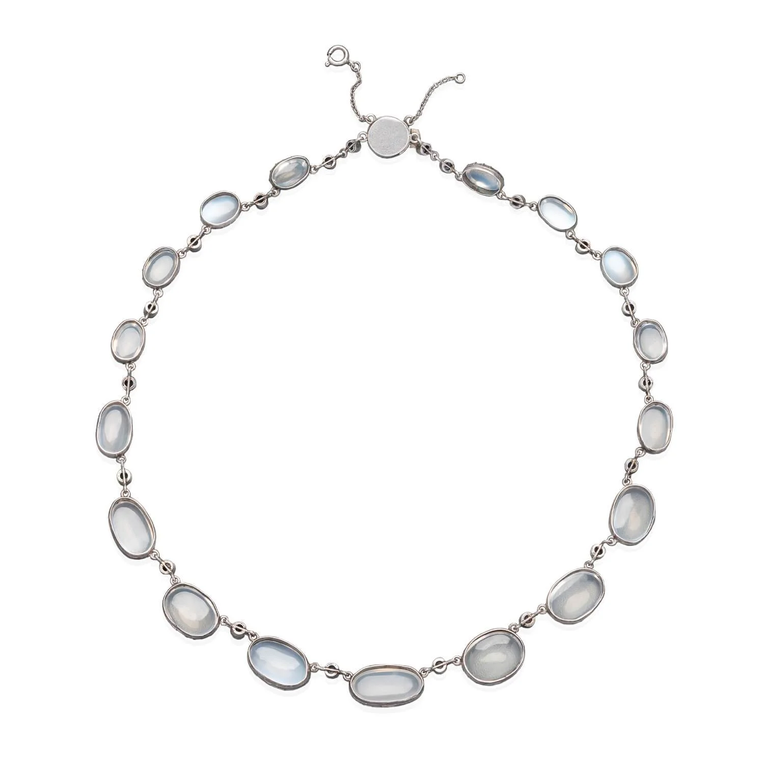 Arts & Crafts Sterling Moonstone Zircon Festoon Necklace - Image 5