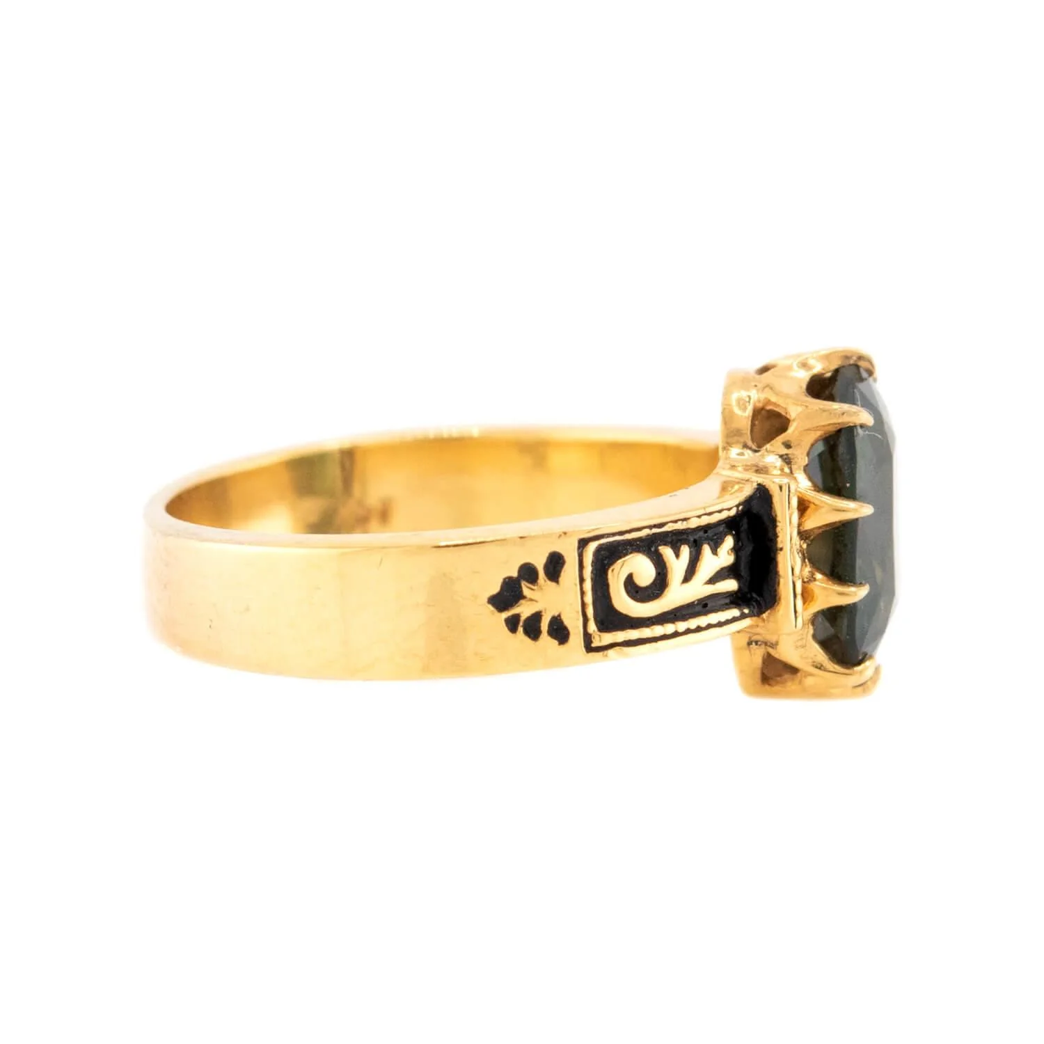BAUM & OPPENHEIM Victorian 14k Sapphire & Enamel Ring - Image 3