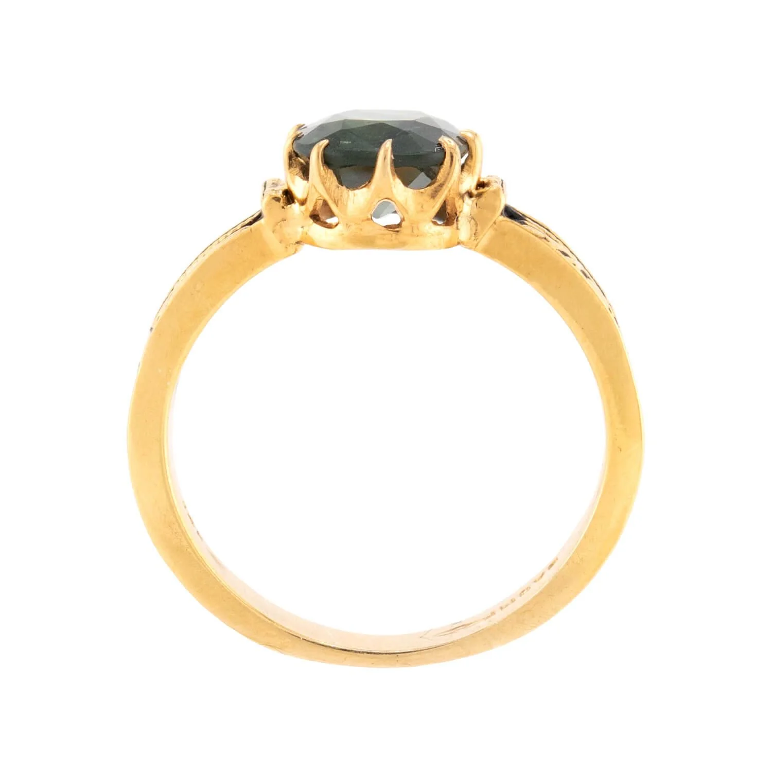 BAUM & OPPENHEIM Victorian 14k Sapphire & Enamel Ring - Image 4