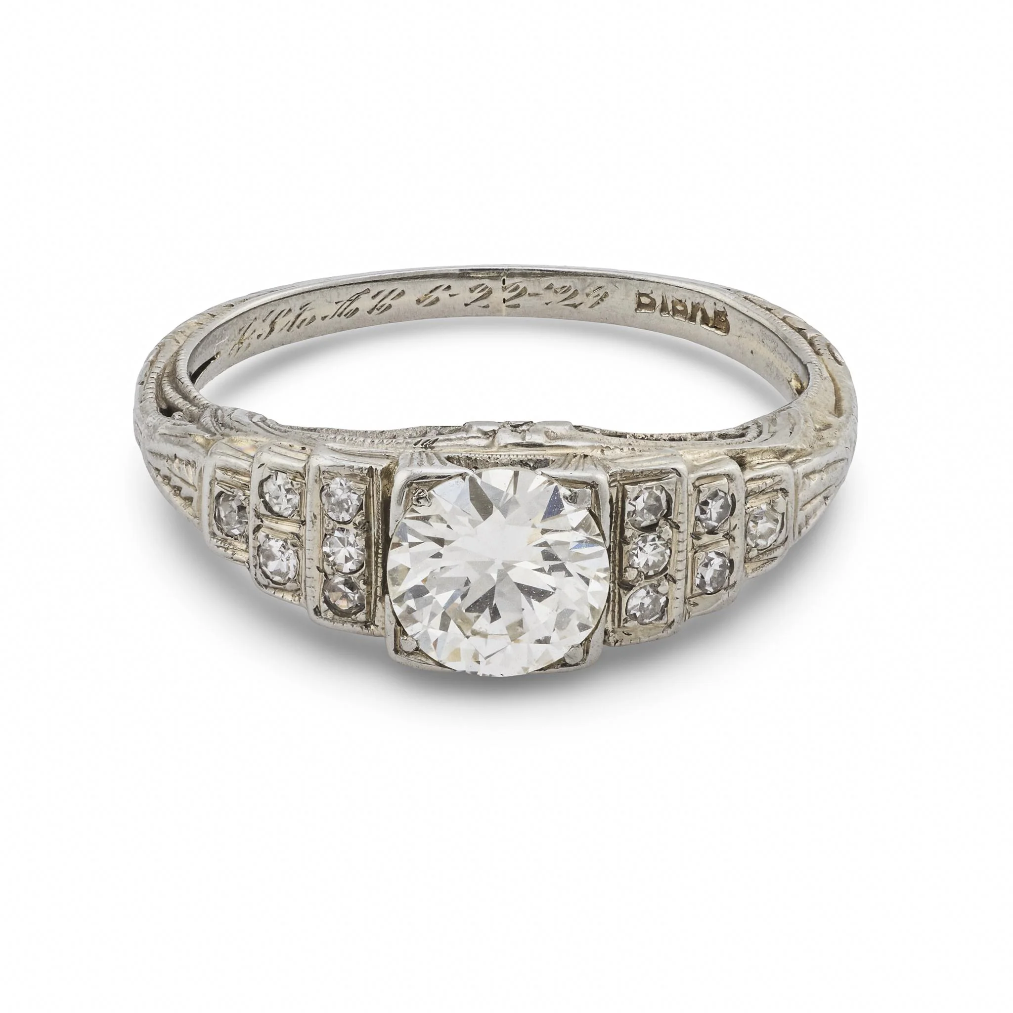 BIRKS Art Deco 18k Diamond Engagement Ring .80ct - Image 2