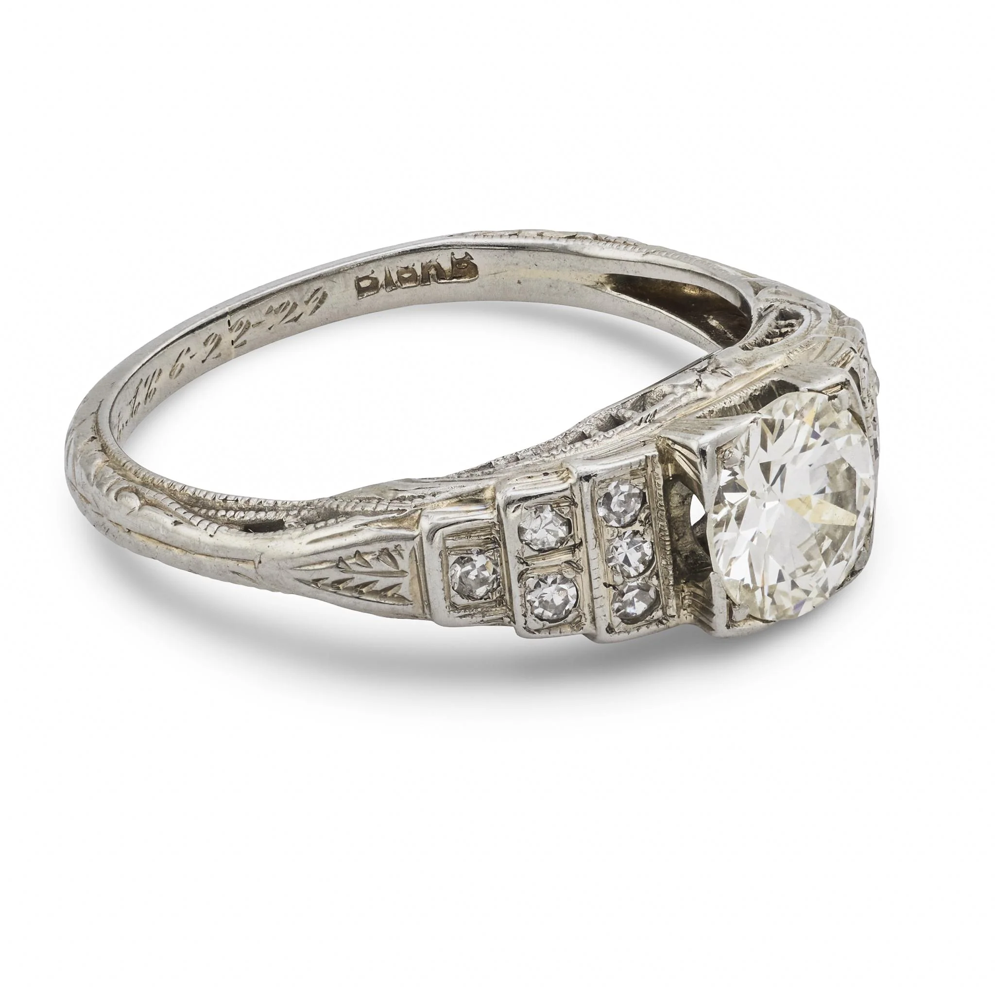 BIRKS Art Deco 18k Diamond Engagement Ring .80ct - Image 3