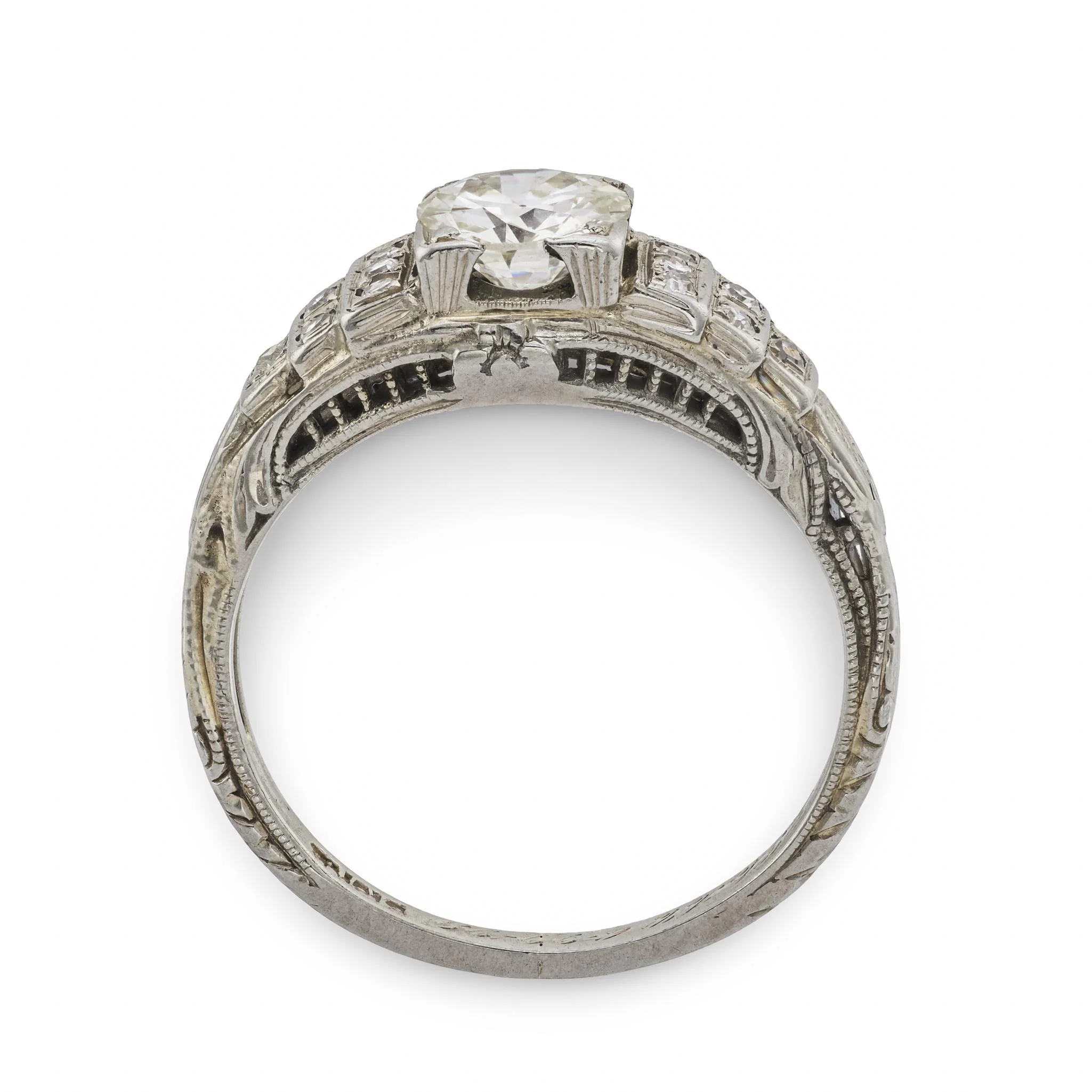 BIRKS Art Deco 18k Diamond Engagement Ring .80ct - Image 4