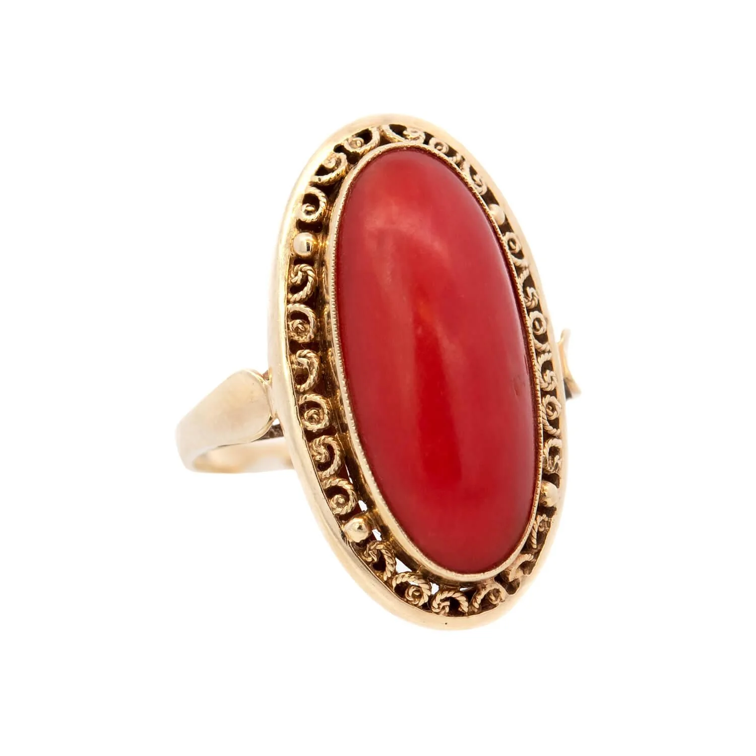 BIRKS Late Victorian 14k Oxblood Coral Ring - Image 2