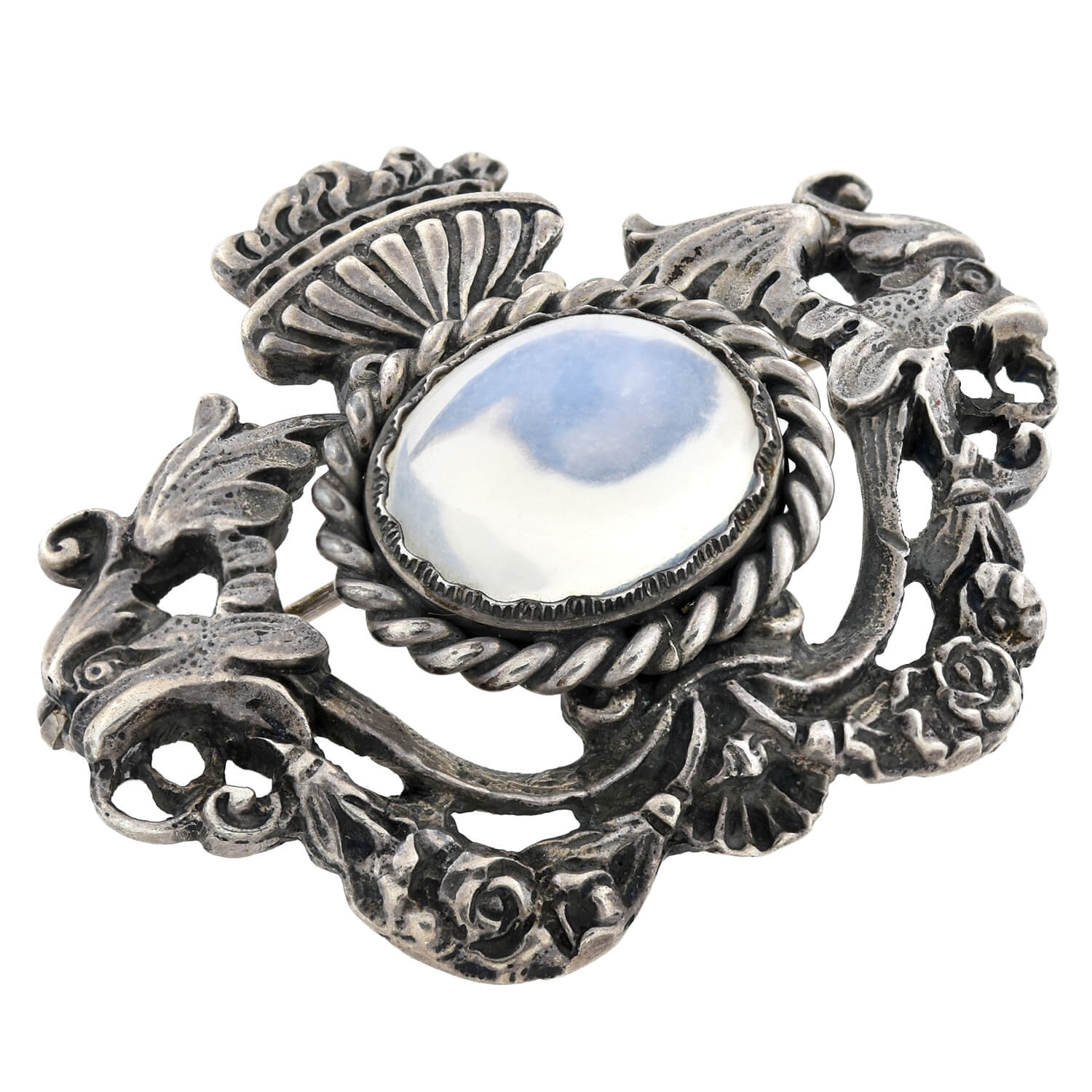 BLACK, STARR & GORHAM + CINI Vintage Sterling Silver Moonstone Griffin Pin - Image 2