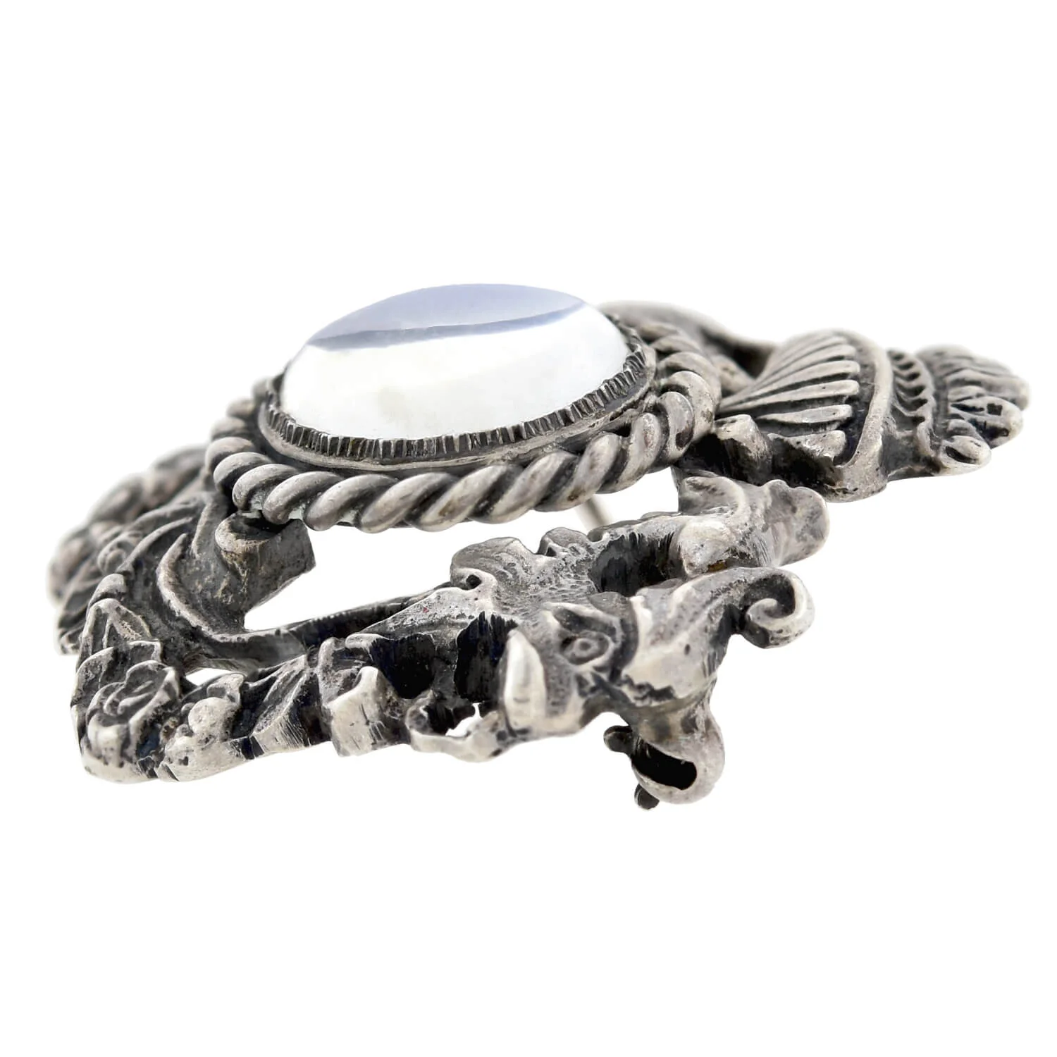 BLACK, STARR & GORHAM + CINI Vintage Sterling Silver Moonstone Griffin Pin - Image 3