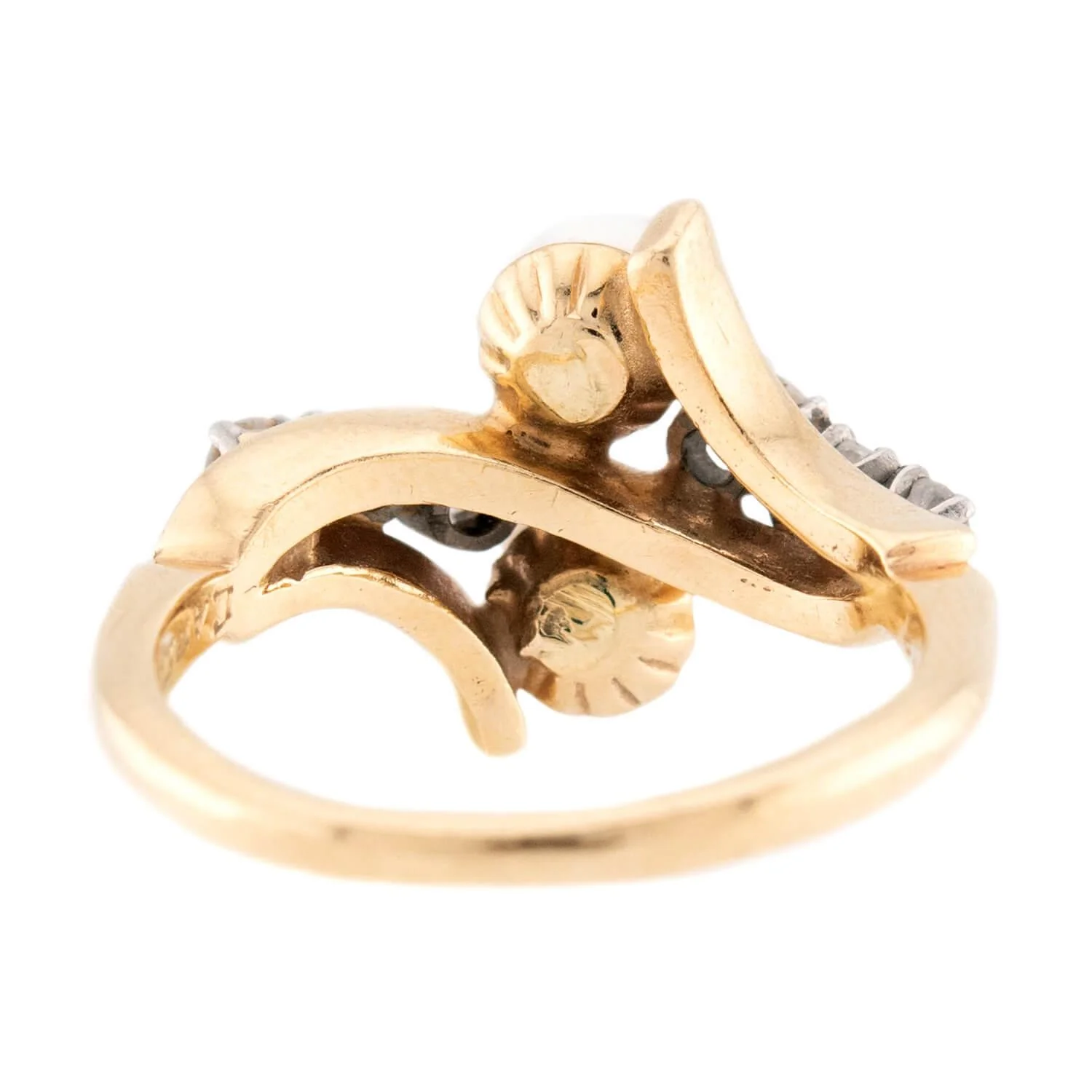 BROGAN Vintage 14k Pearl and Diamond Moi et Toi Ring - Image 5