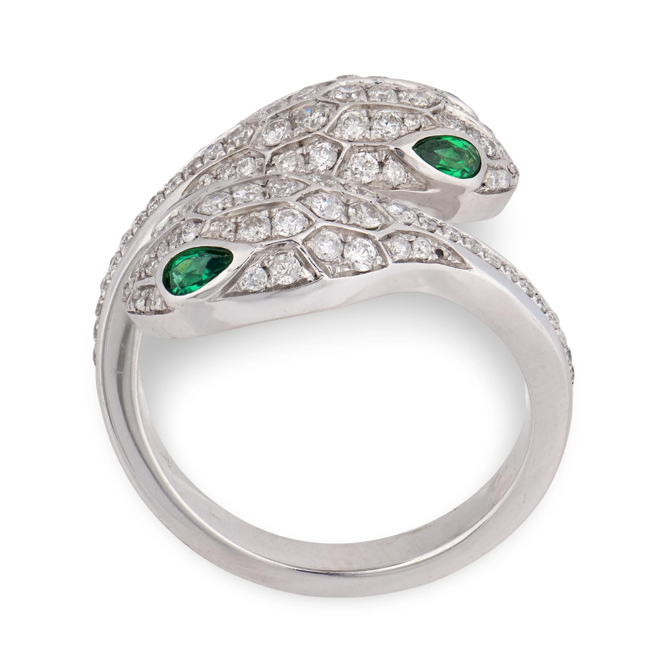 BVLGARI Estate Italian 18k Emerald & Diamond "Serpenti Seduttori" Ring - Image 4