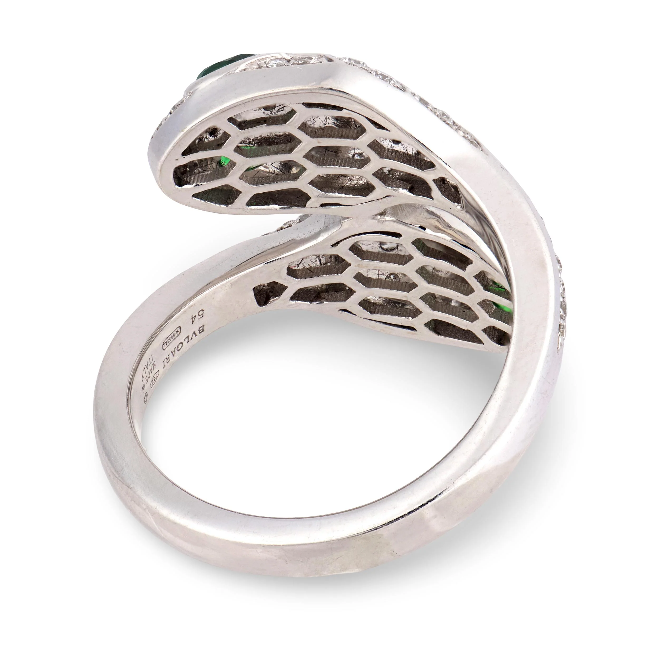 BVLGARI Estate Italian 18k Emerald & Diamond "Serpenti Seduttori" Ring - Image 5